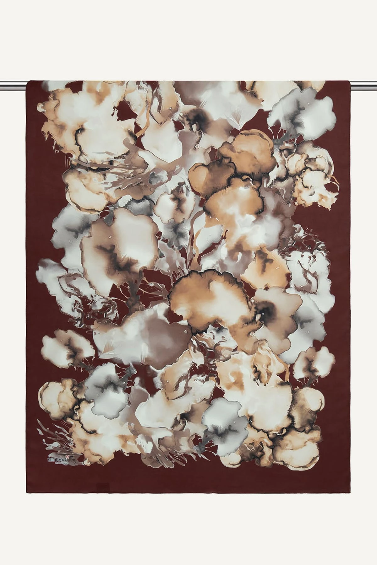 Bordo 75x190 Cm Desenli Fransız İpeği Şal 432705