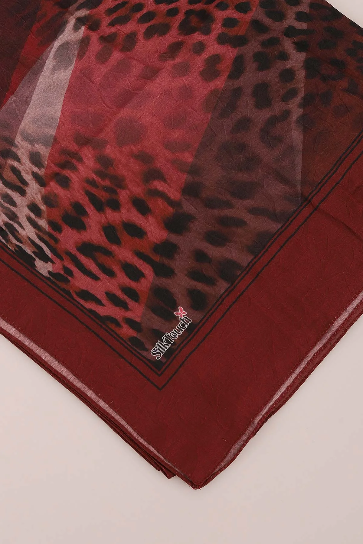 Bordo 75x190 Cm Dijital Leopar Desenli Kraş Şal 439457