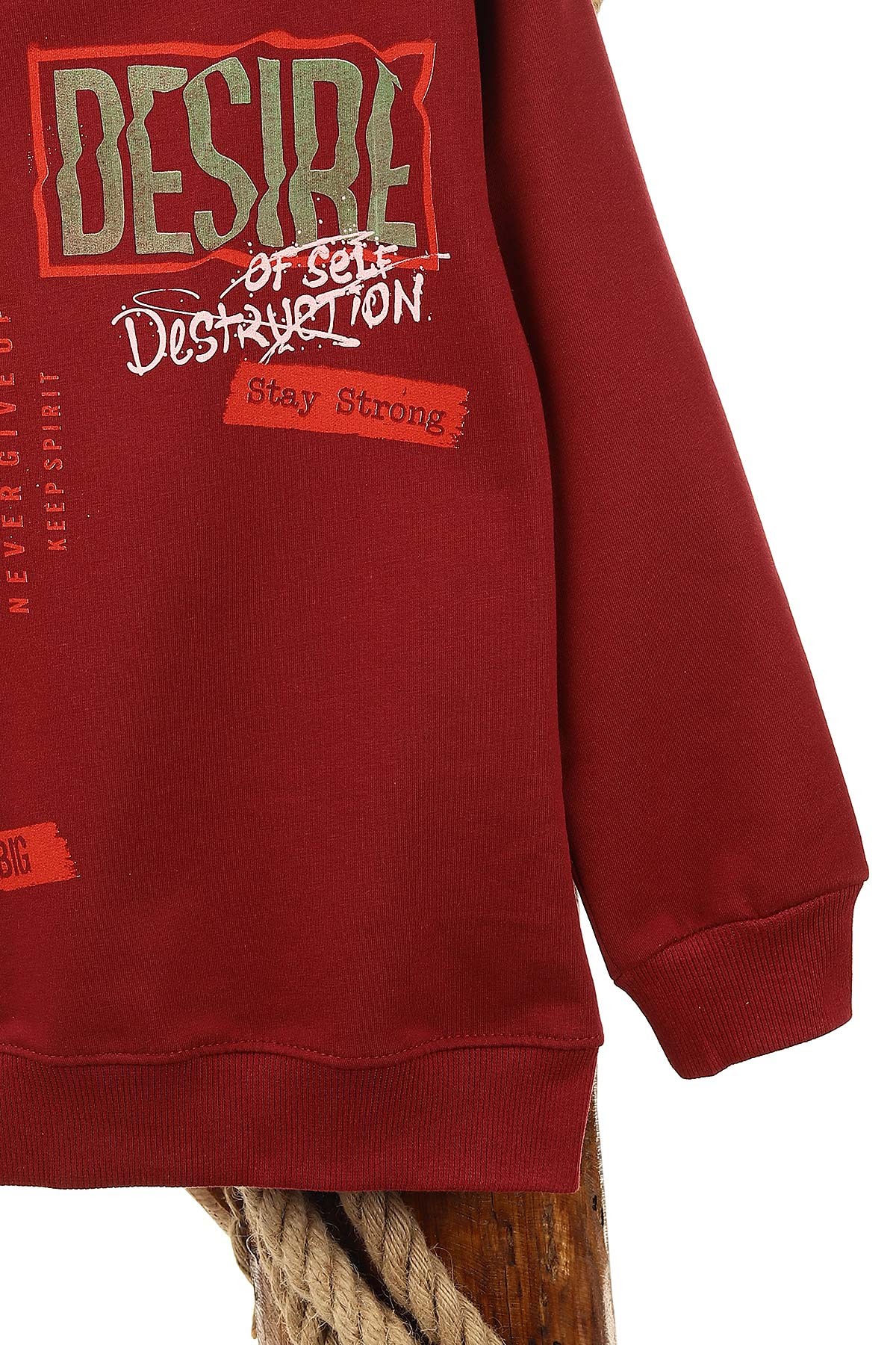 Bordo (9-12 Yaş) Bronx Desire Baskılı Erkek Çocuk Sweat 150938