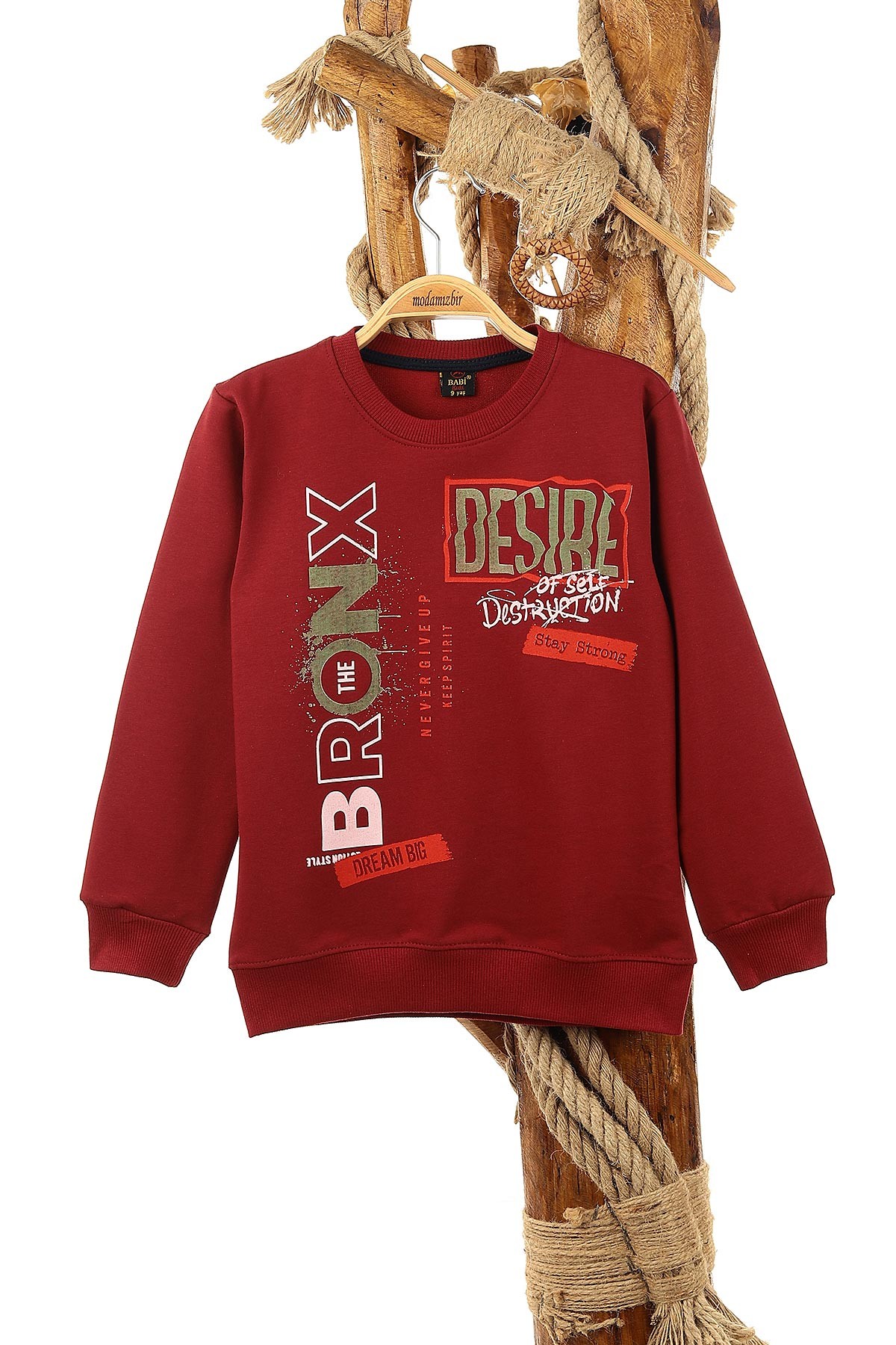 Bordo (9-12 Yaş) Bronx Desire Baskılı Erkek Çocuk Sweat 150938