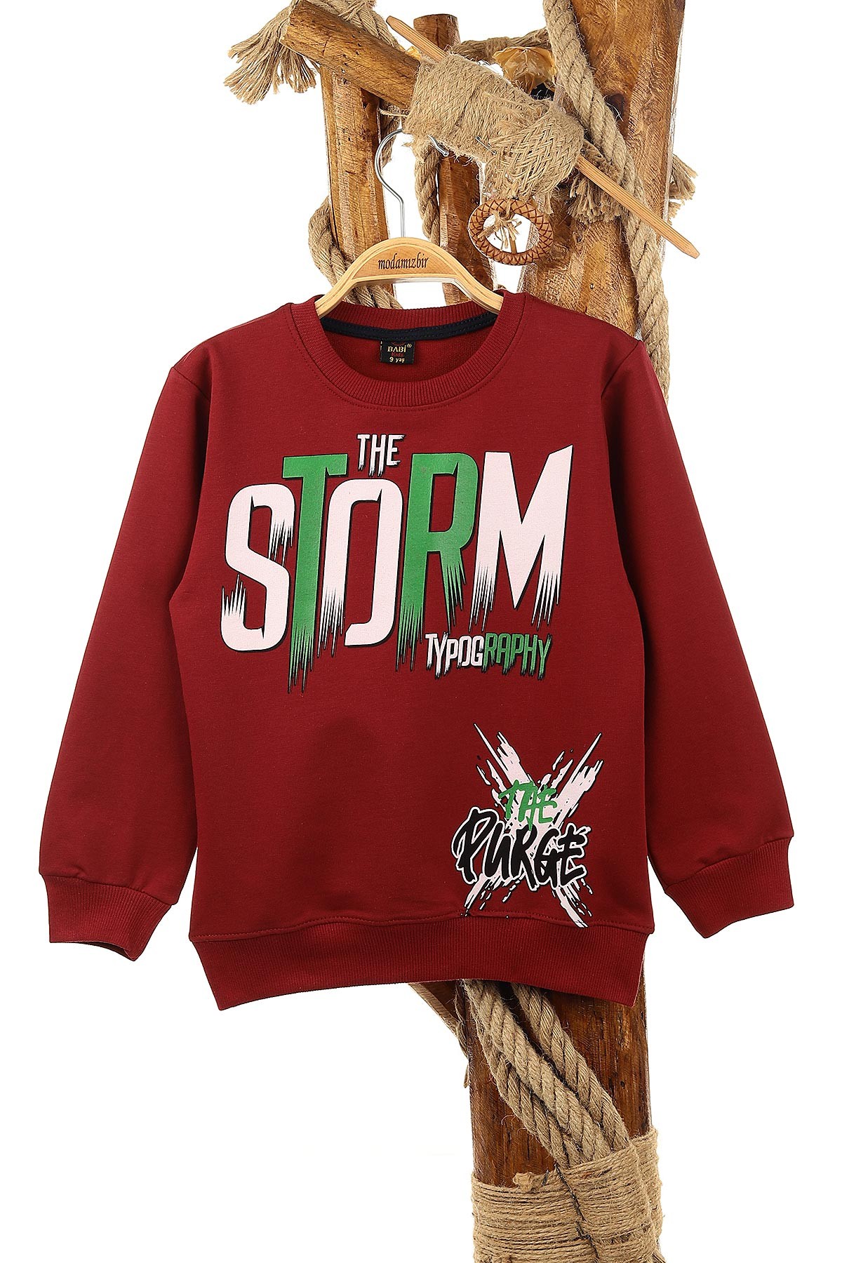 Bordo (9-12 Yaş) The Storm Baskılı Erkek Çocuk Sweat 150950
