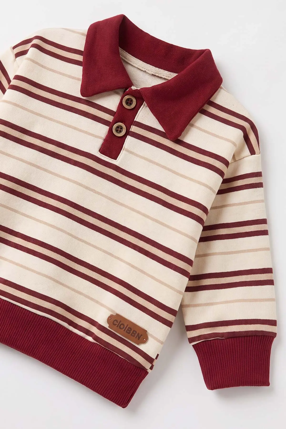 Bordo (9-24 Ay) Çizgili İki İplik Erkek Bebek İkiliTakım 493066
