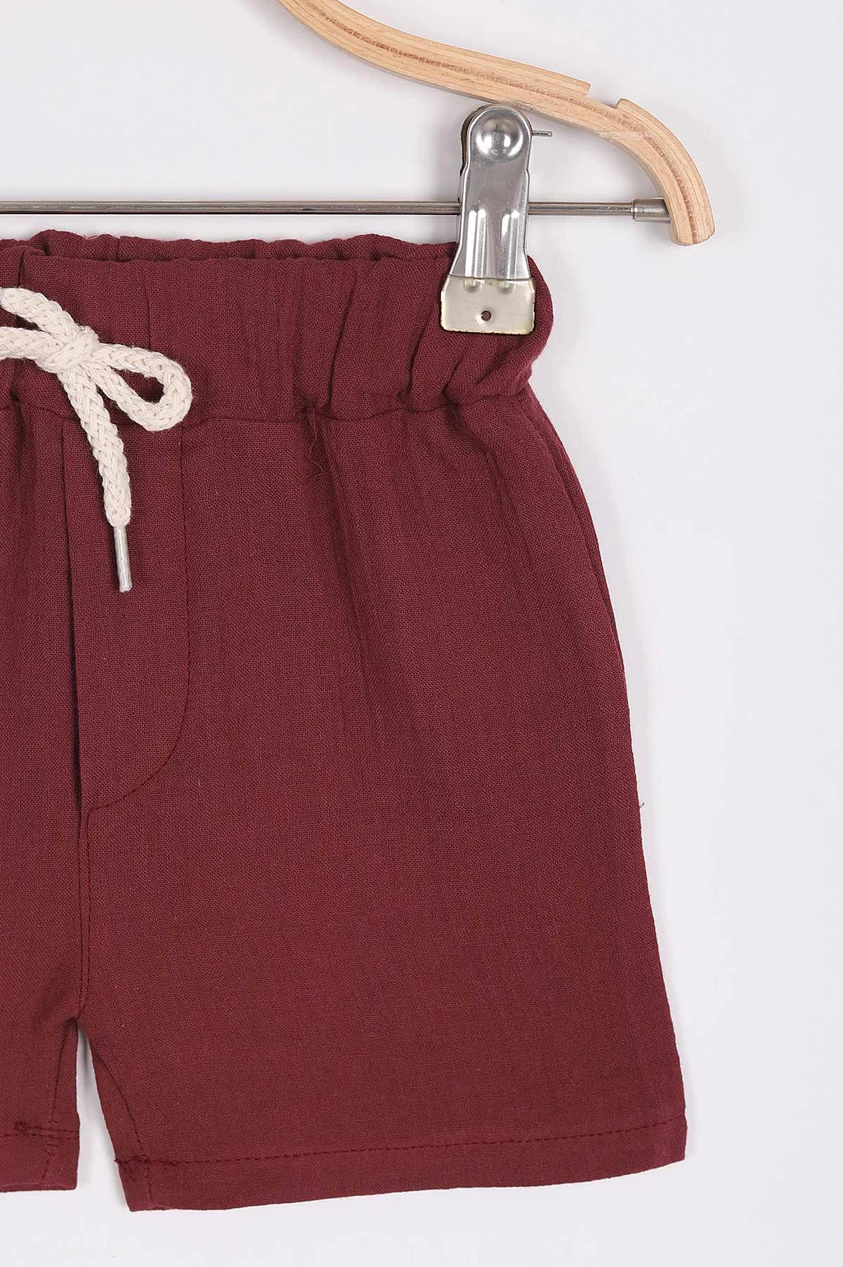 Bordo (9-24 Ay) Düğmeli Çizgili Müslin Erkek Bebek Takım 255424