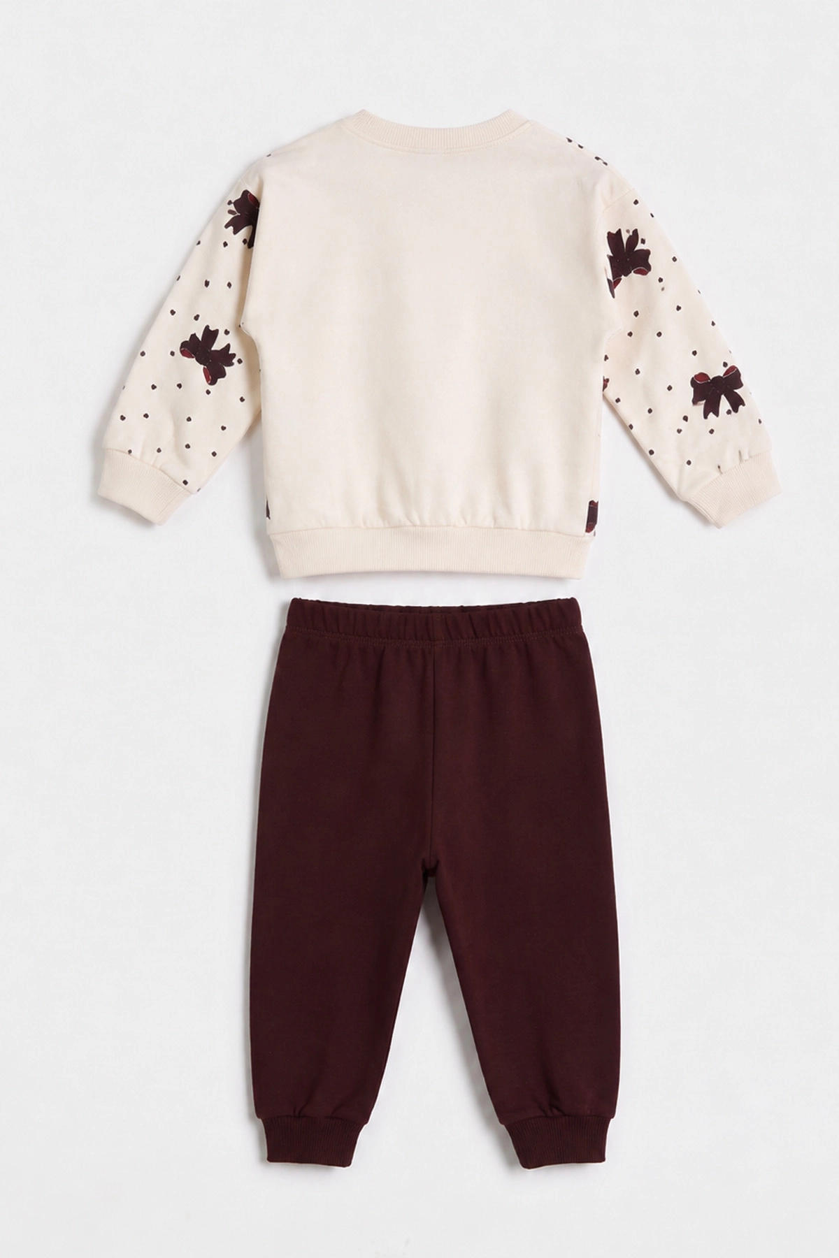 Bordo (9-24 Ay)Fiyonk Baskılı Çıtçıtlı Kız Bebek Takım 476372