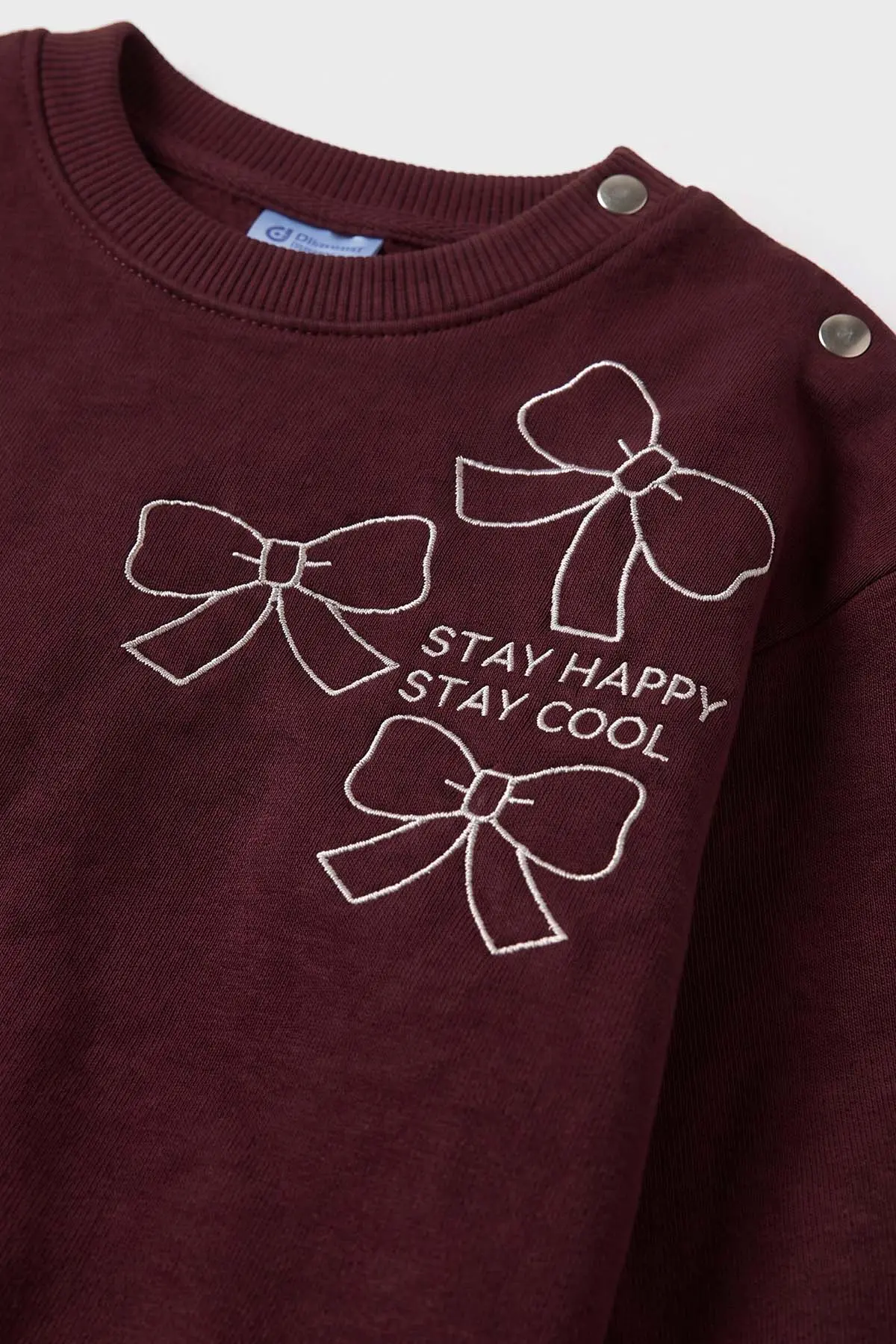 Bordo (9-36 Ay) Fiyonk Baskılı 2 İp Kız Bebek Takım 476197