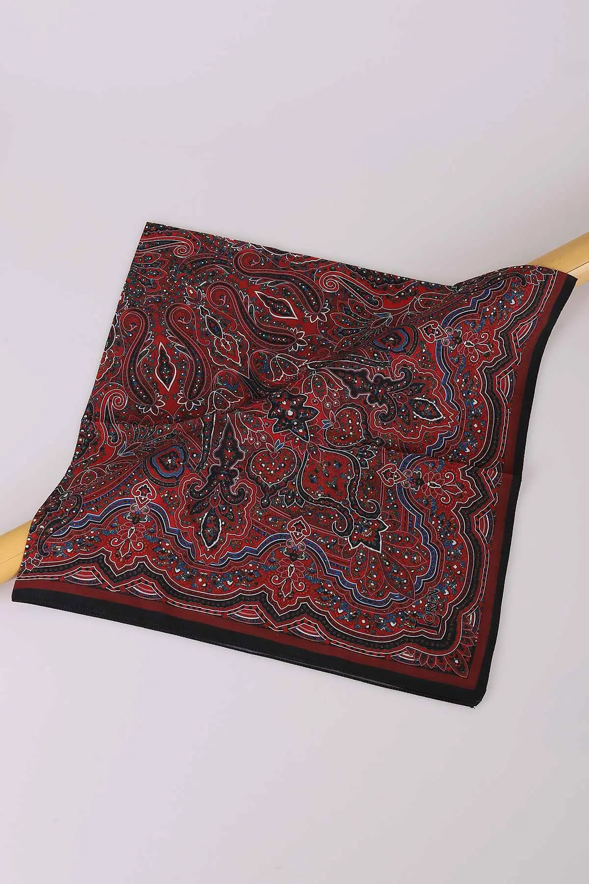 Bordo 90x90 Cm Dijital Baskı Etnik Desenli Pamuk Eşarp 367877