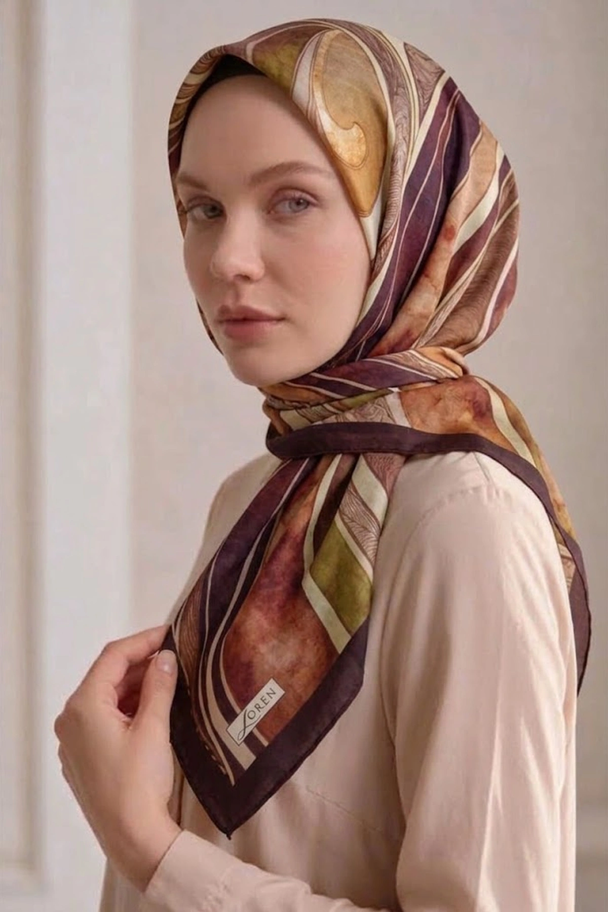Bordo 90x90 Cm Dijital Baskılı Barok Desen Soft Eşarp 498798