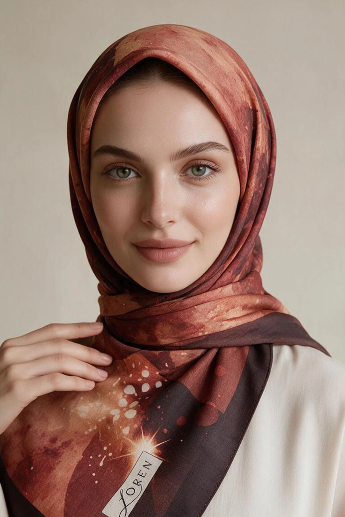 Bordo 90x90 Cm Dijital Baskılı Nova Desen Soft Eşarp 498614