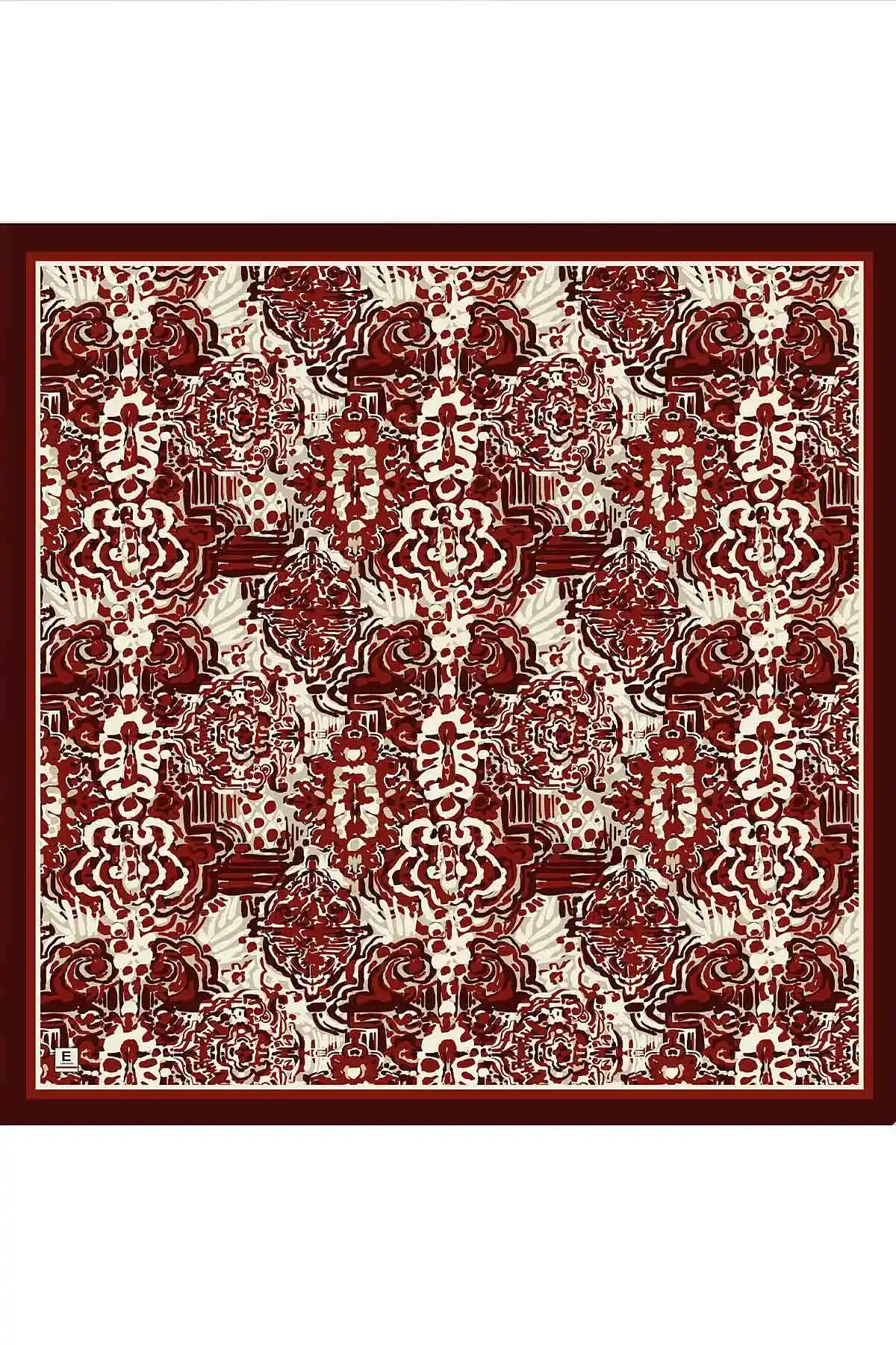 Bordo 95x95 Cm Dijital Baskılı Valencia Desen Soft Eşarp 473338