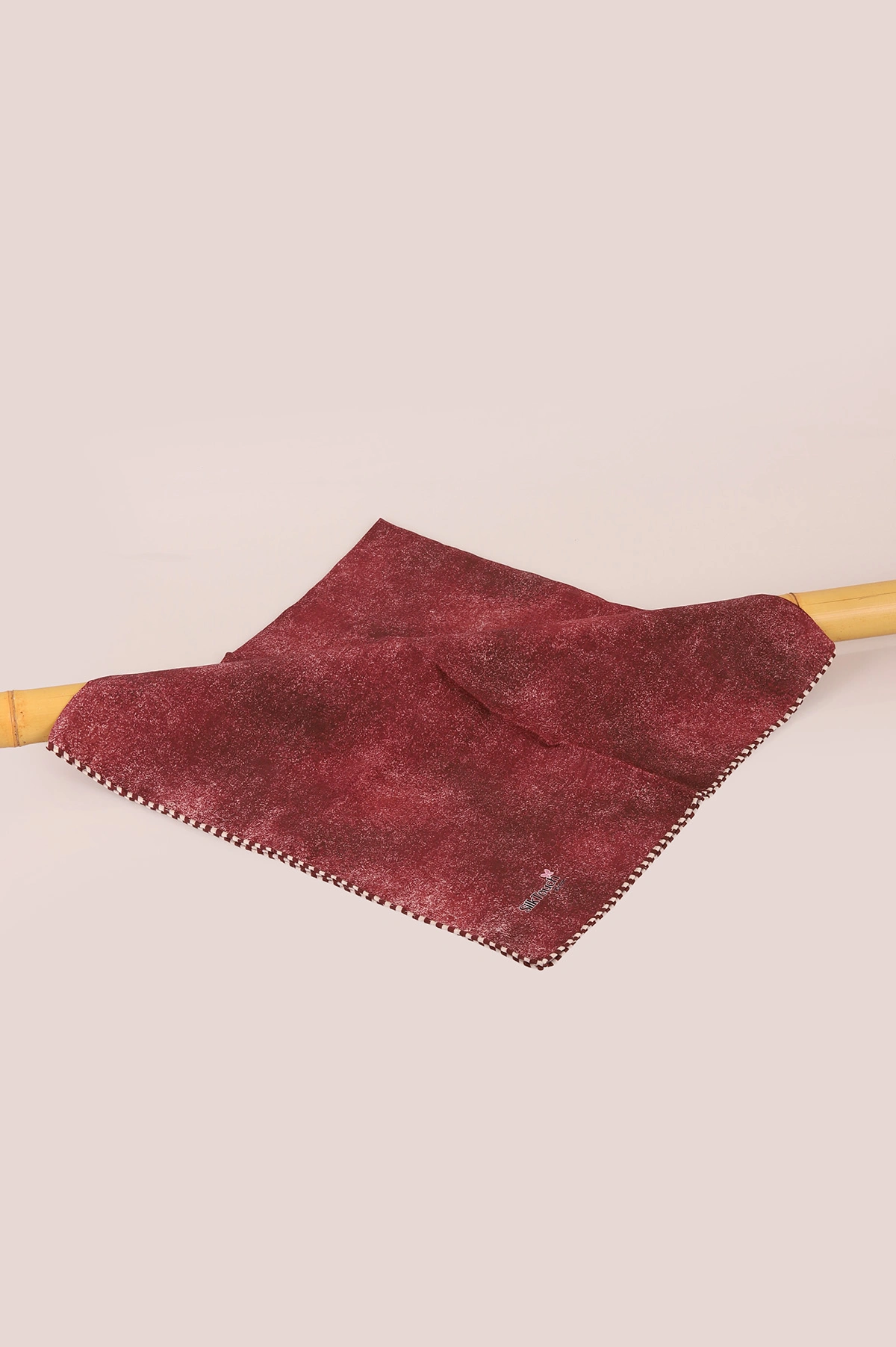Bordo 98X98 Cm Çizgili Bordürlü Keten Eşarp 436036