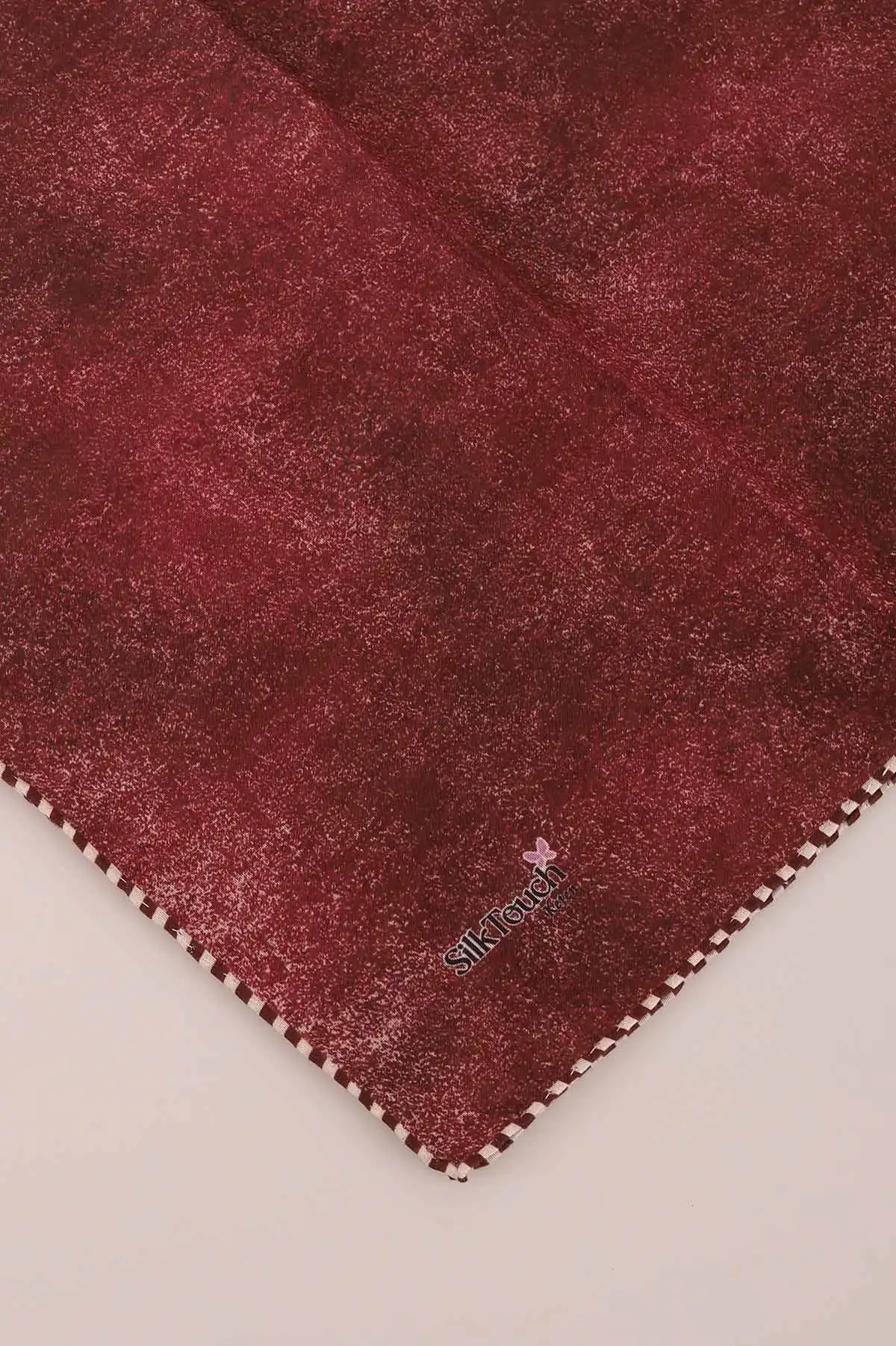 Bordo 98X98 Cm Çizgili Bordürlü Keten Eşarp 436036