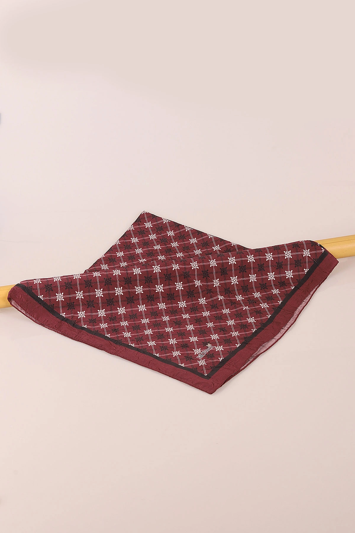 Bordo 98X98 Cm Desenli Dijital Kraş Eşarp 444477