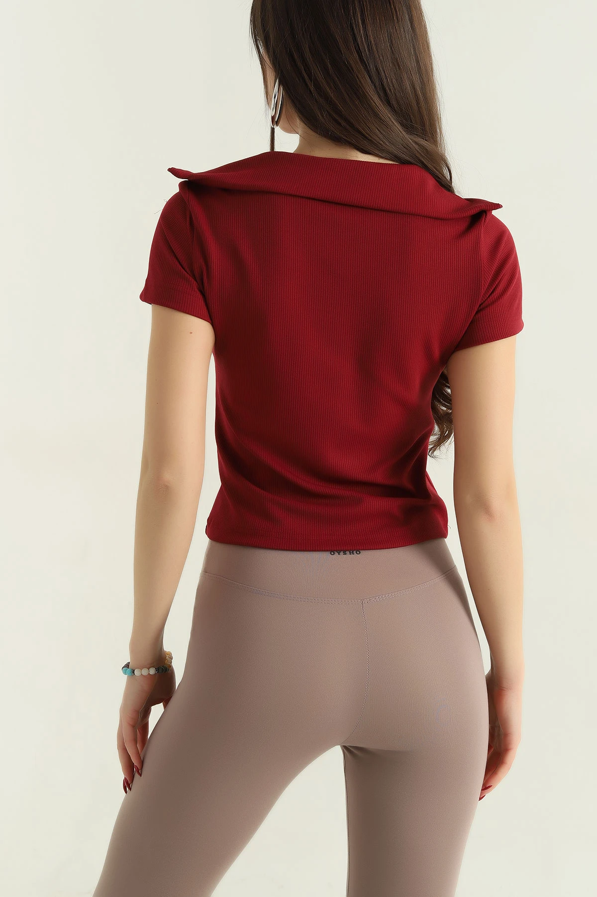 Bordo Açma Yaka Fitilli Bluz 336501