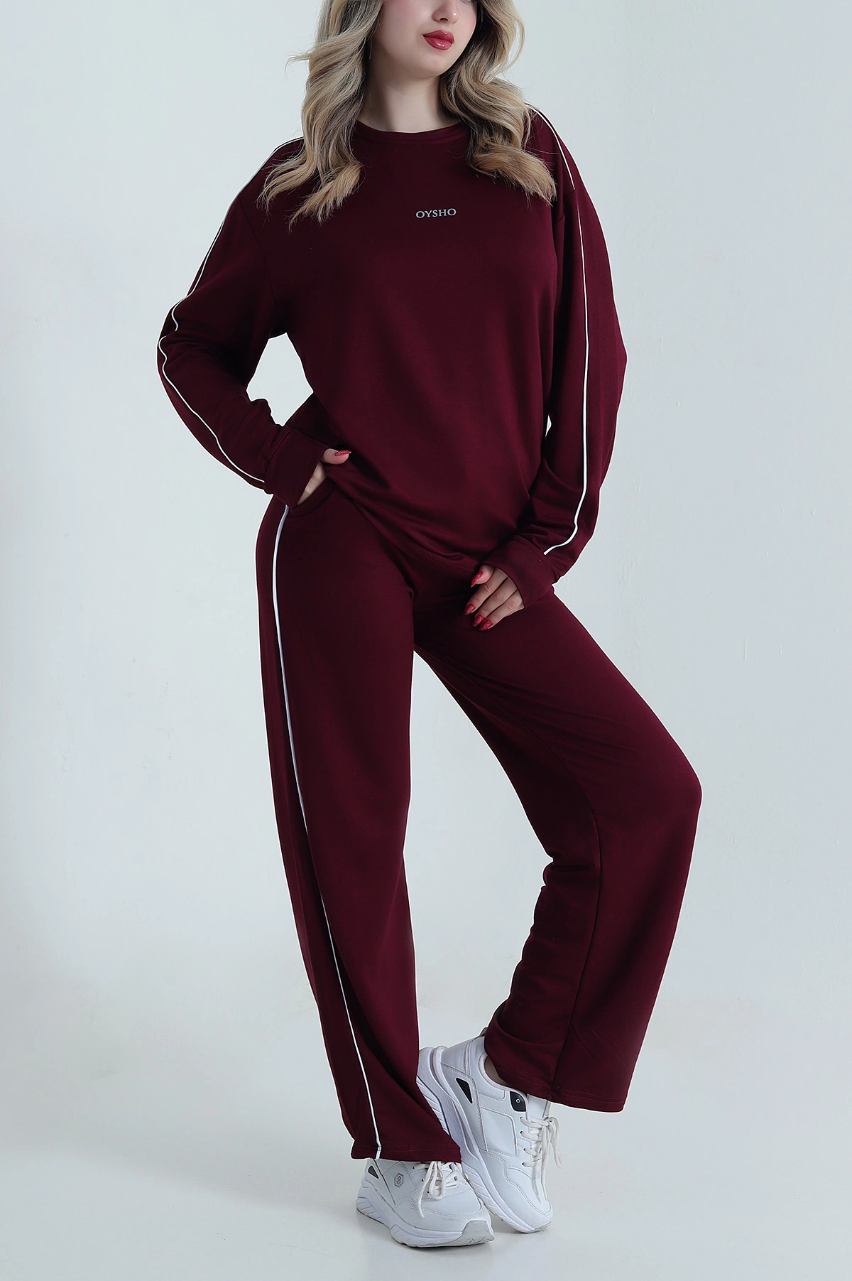 Bordo Arabiyeli Kristal Kadın Eşofman Takımı 481547