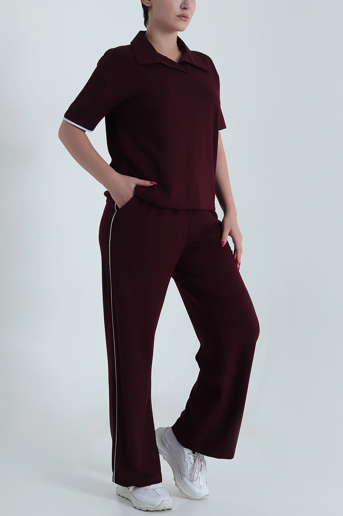 Bordo Arabiyeli Likralı Modal Kadın İkili Takım 478664