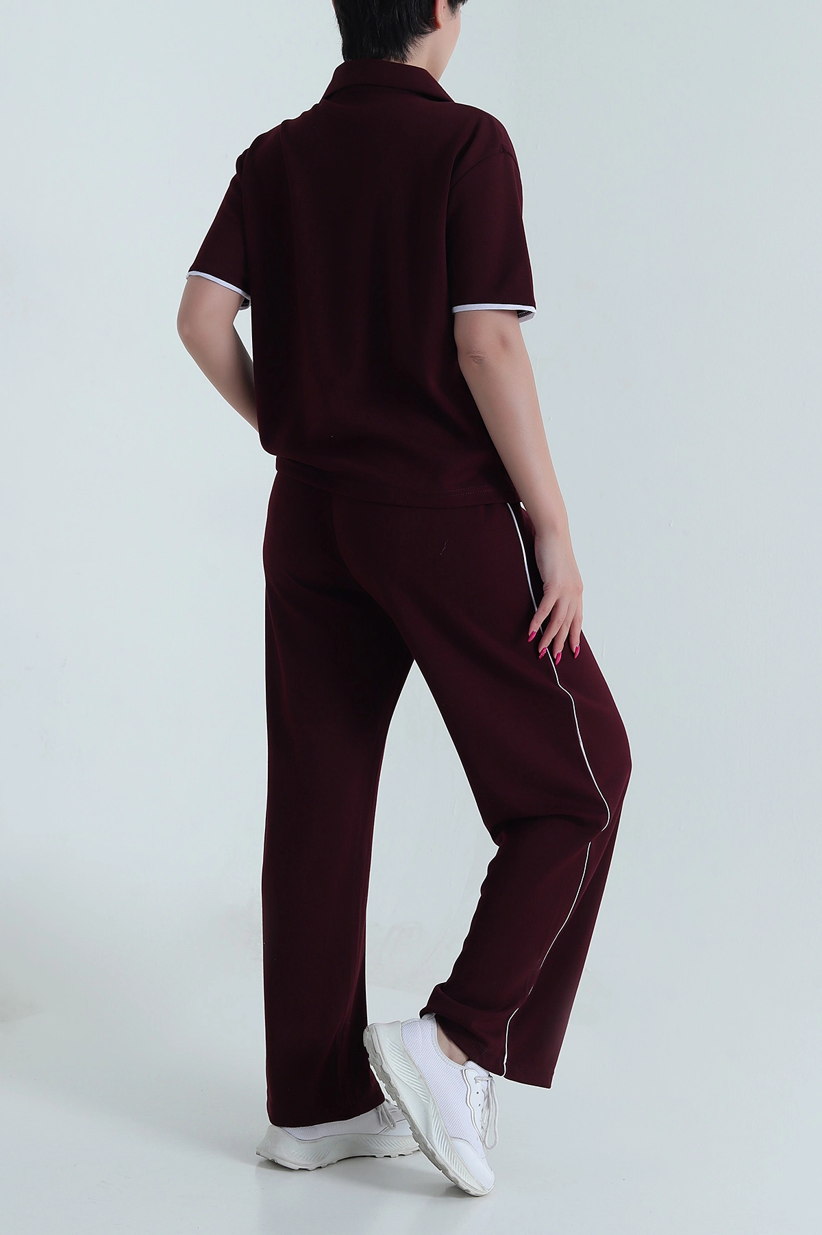 Bordo Arabiyeli Likralı Modal Kadın İkili Takım 478664