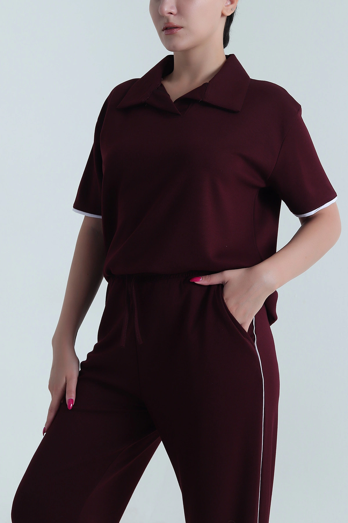 Bordo Arabiyeli Likralı Modal Kadın İkili Takım 478664