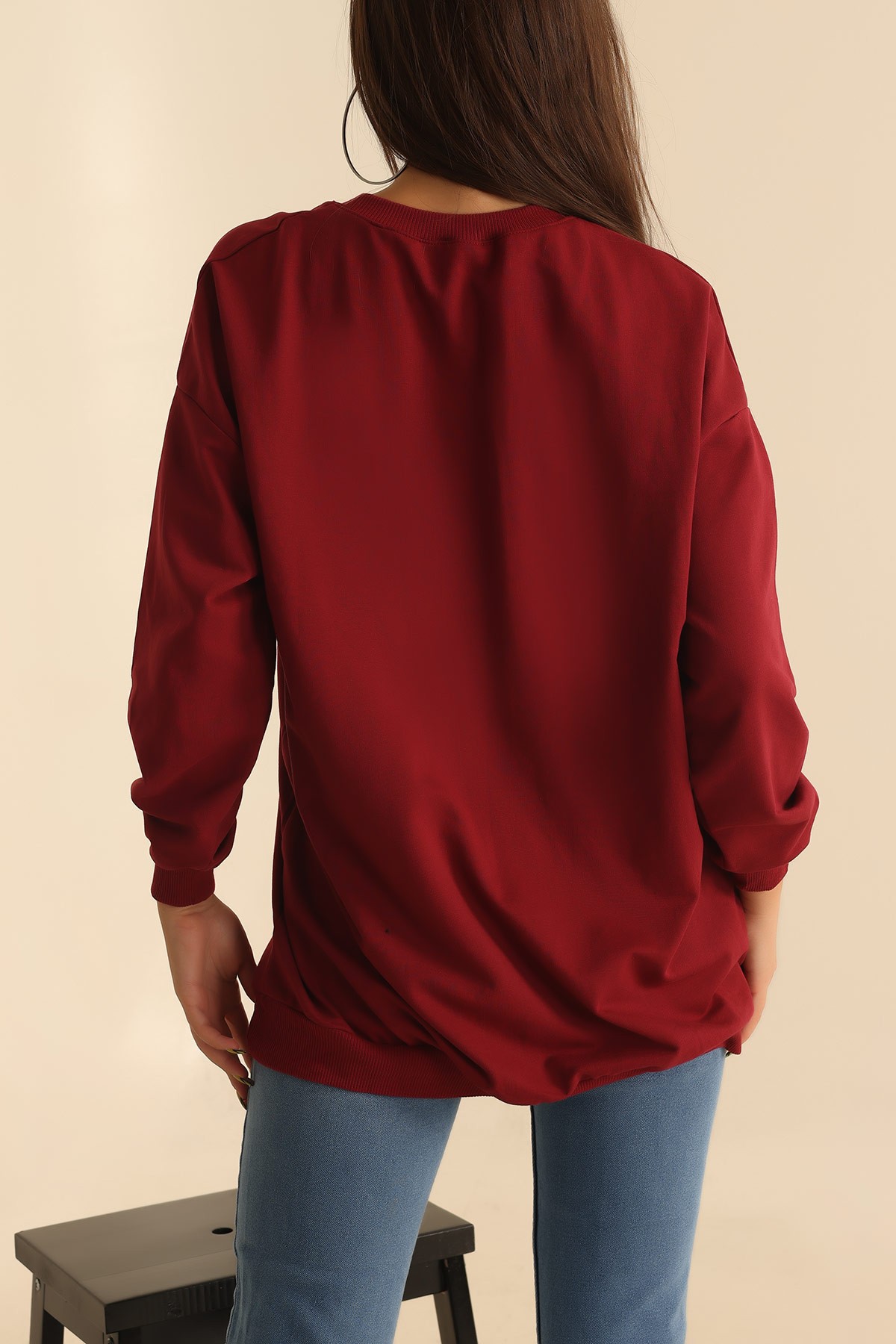 Bordo Baskılı İki İp Sweat Tunik 202323