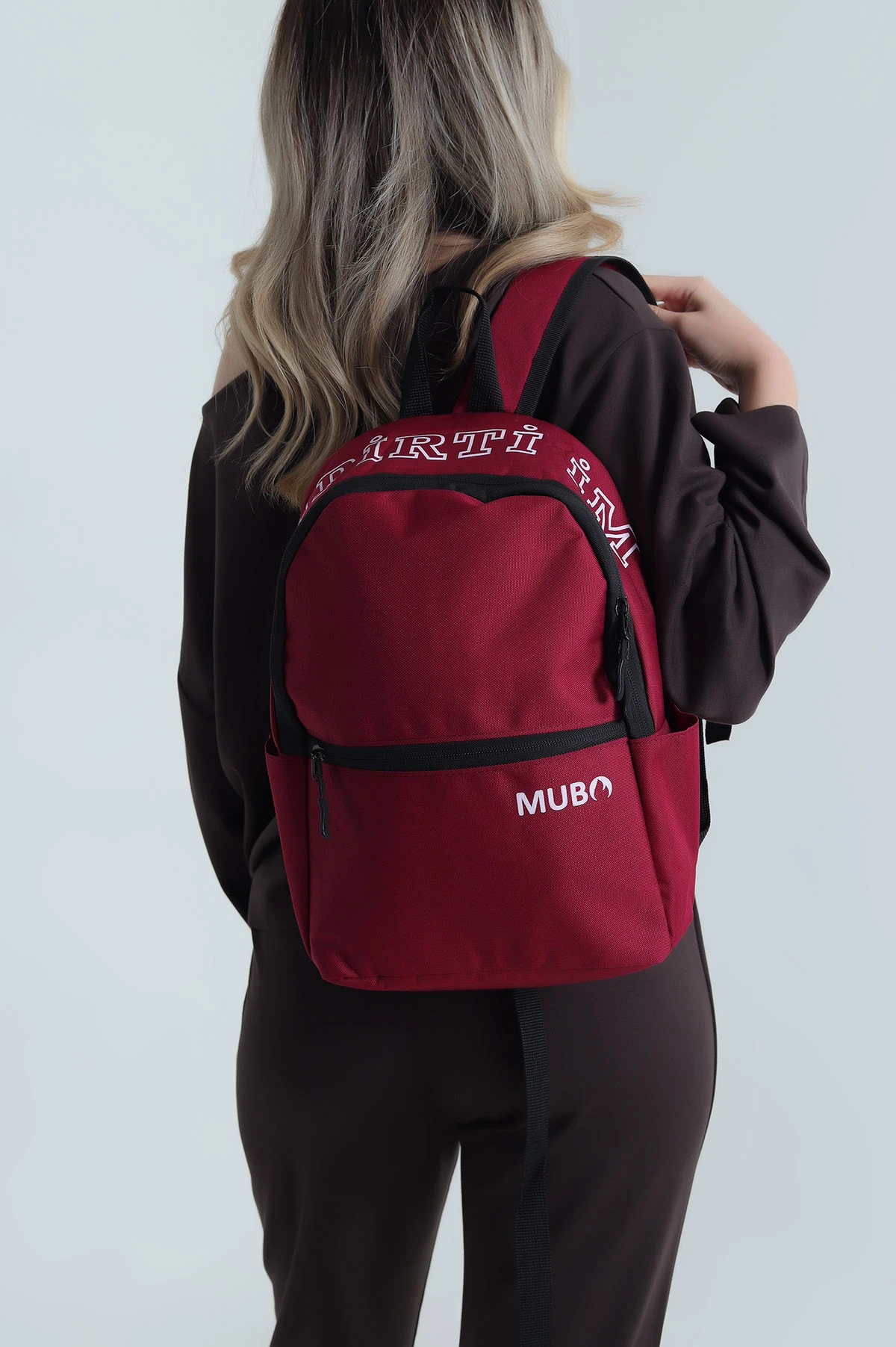 Bordo Baskılı Kadın Sırt Çantası 481797
