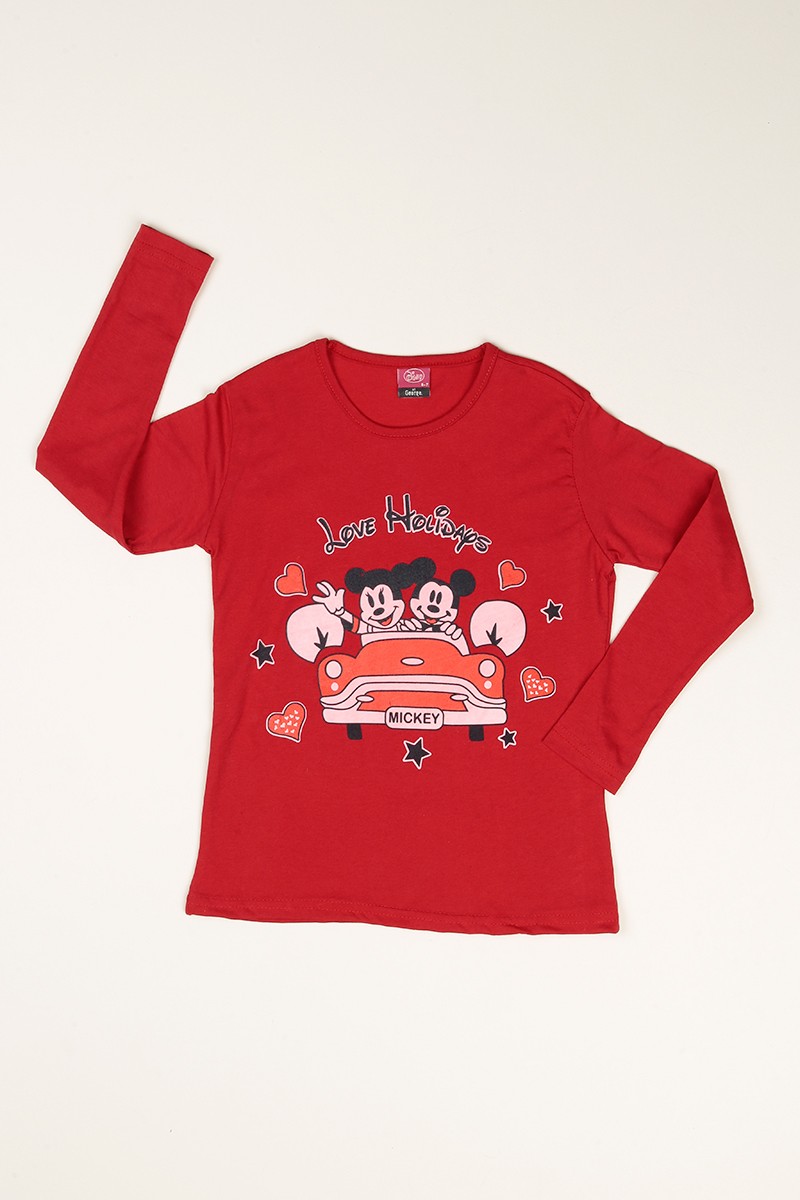 Bordo Baskılı Kız Çocuk Pijama Takımı 77937