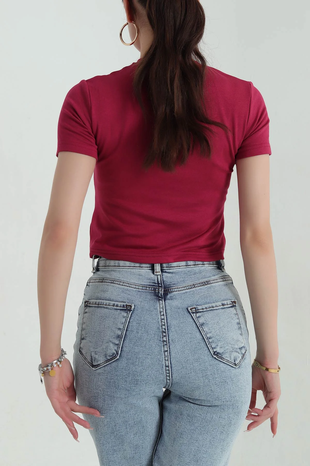 Bordo Baskılı Süprem Kadın Tişört 373140
