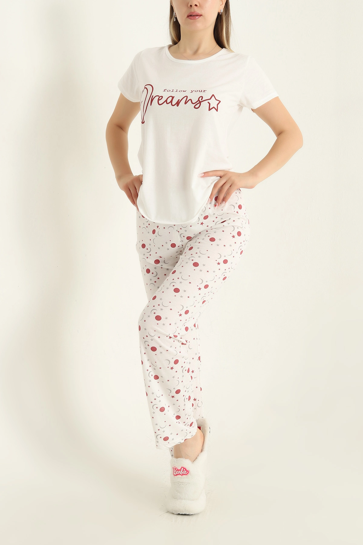 Bordo Baskılı Süprem Pijama Takımı 288921