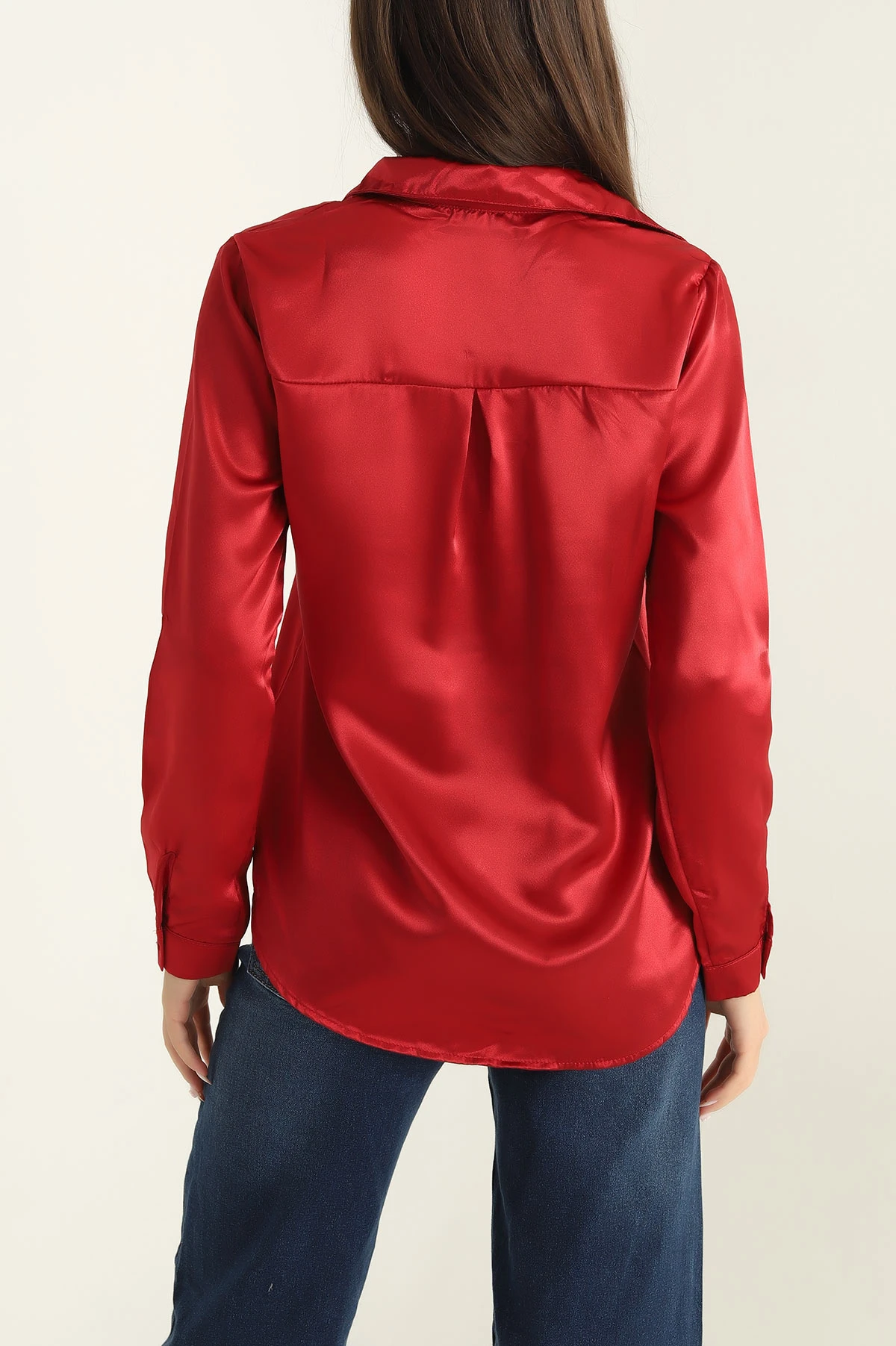 Bordo Bayan Saten Gömlek 286626