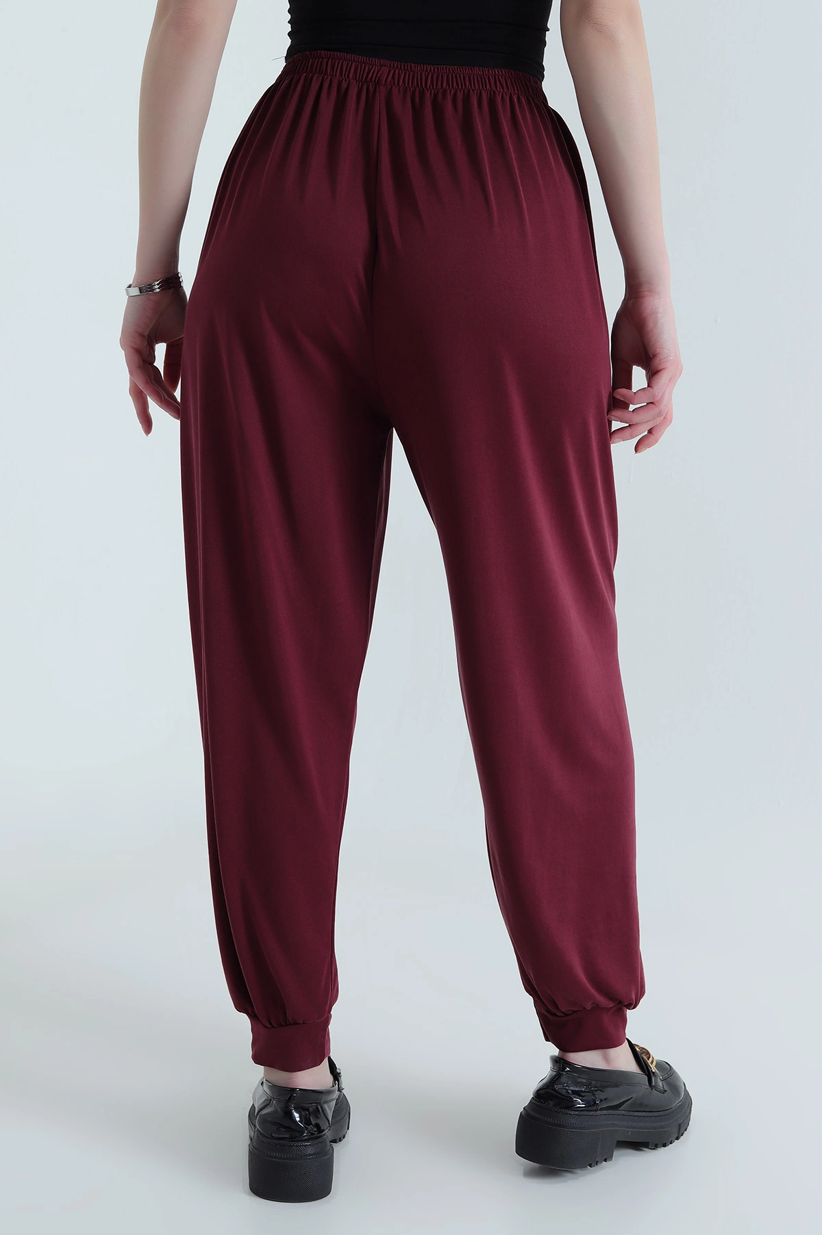 Bordo Bel Lastikli Modal Kadın Şalvar 438821