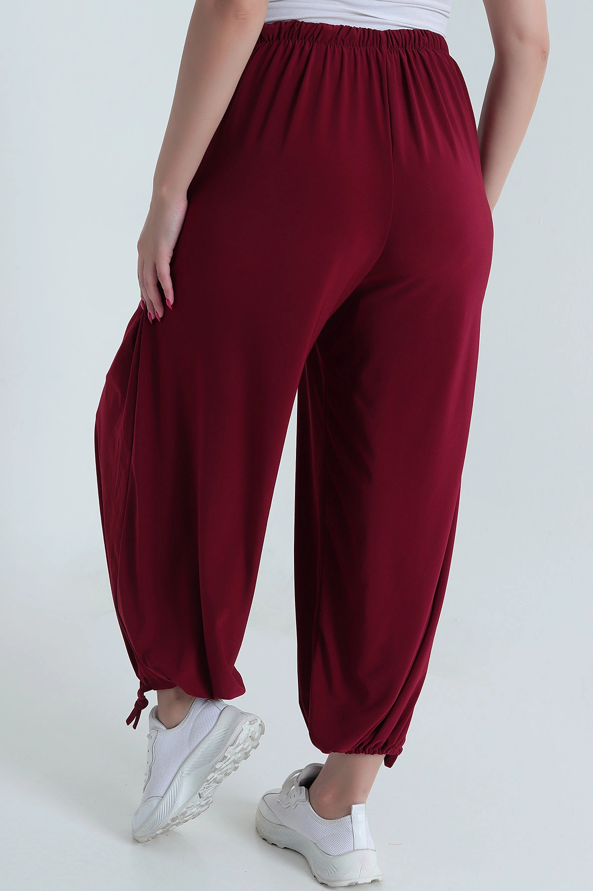 Bordo Bel ve Paça Lastikli Sandy Kadın Şalvar Pantolon 477603