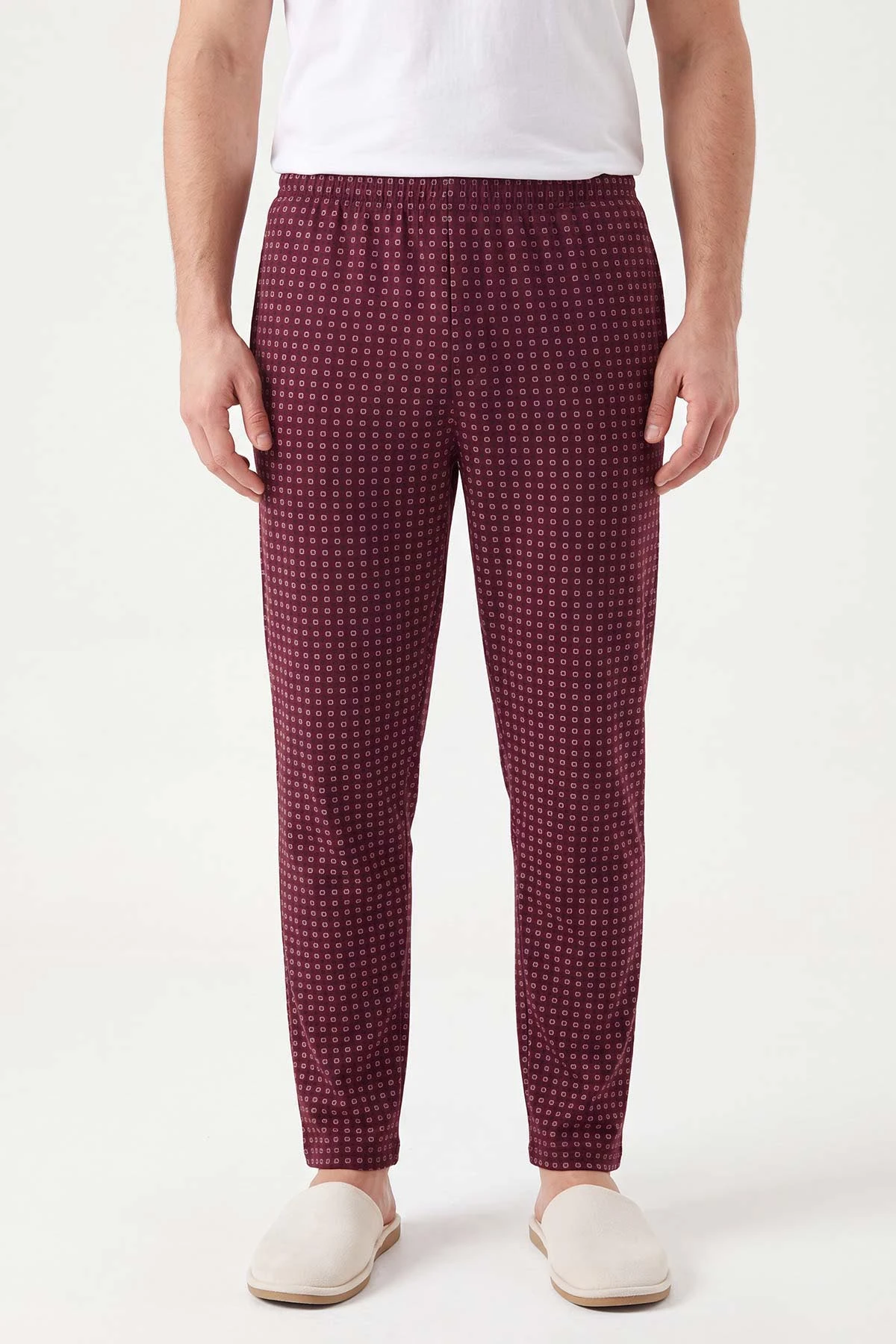 Bordo Beli Lastikli Erkek Pijama Altı 473971