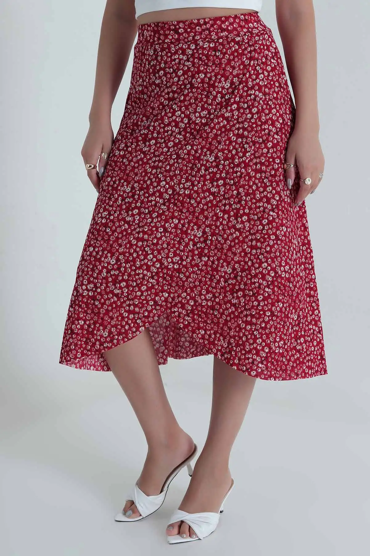 Bordo Beli Lastikli Helen Kadın Etek 482152