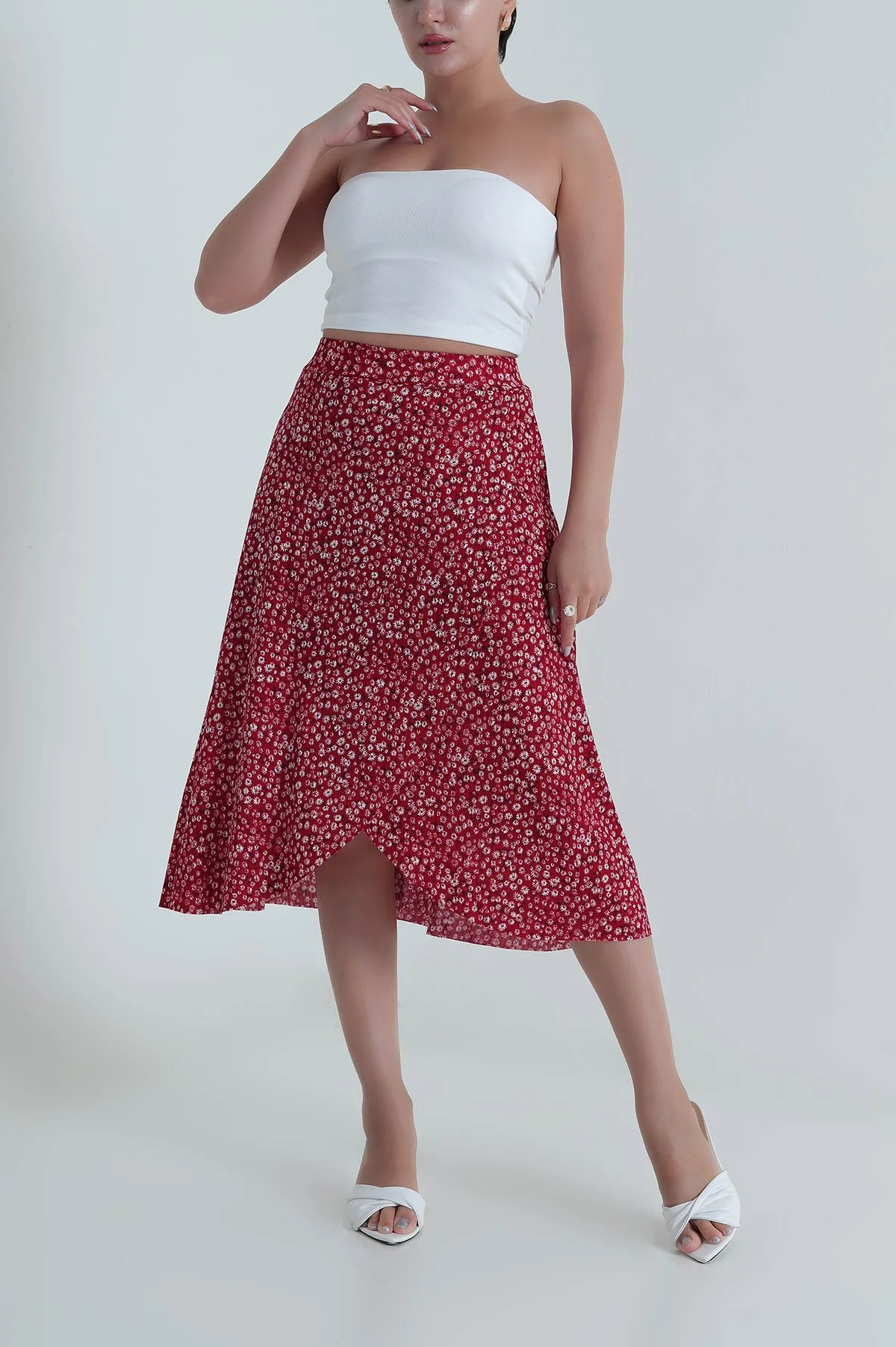 Bordo Beli Lastikli Helen Kadın Etek 482152
