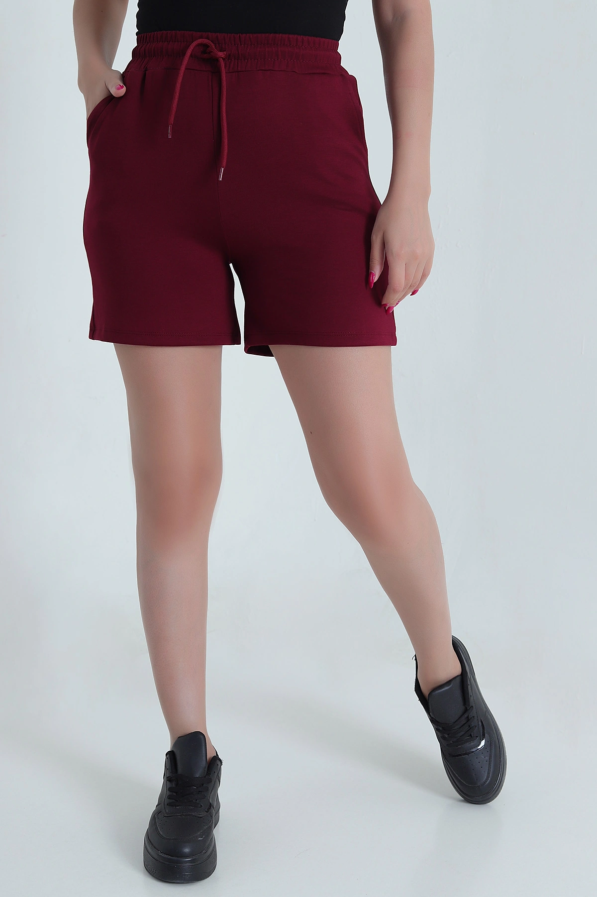 Bordo Beli Lastikli Oysho Kadın Şort 478551