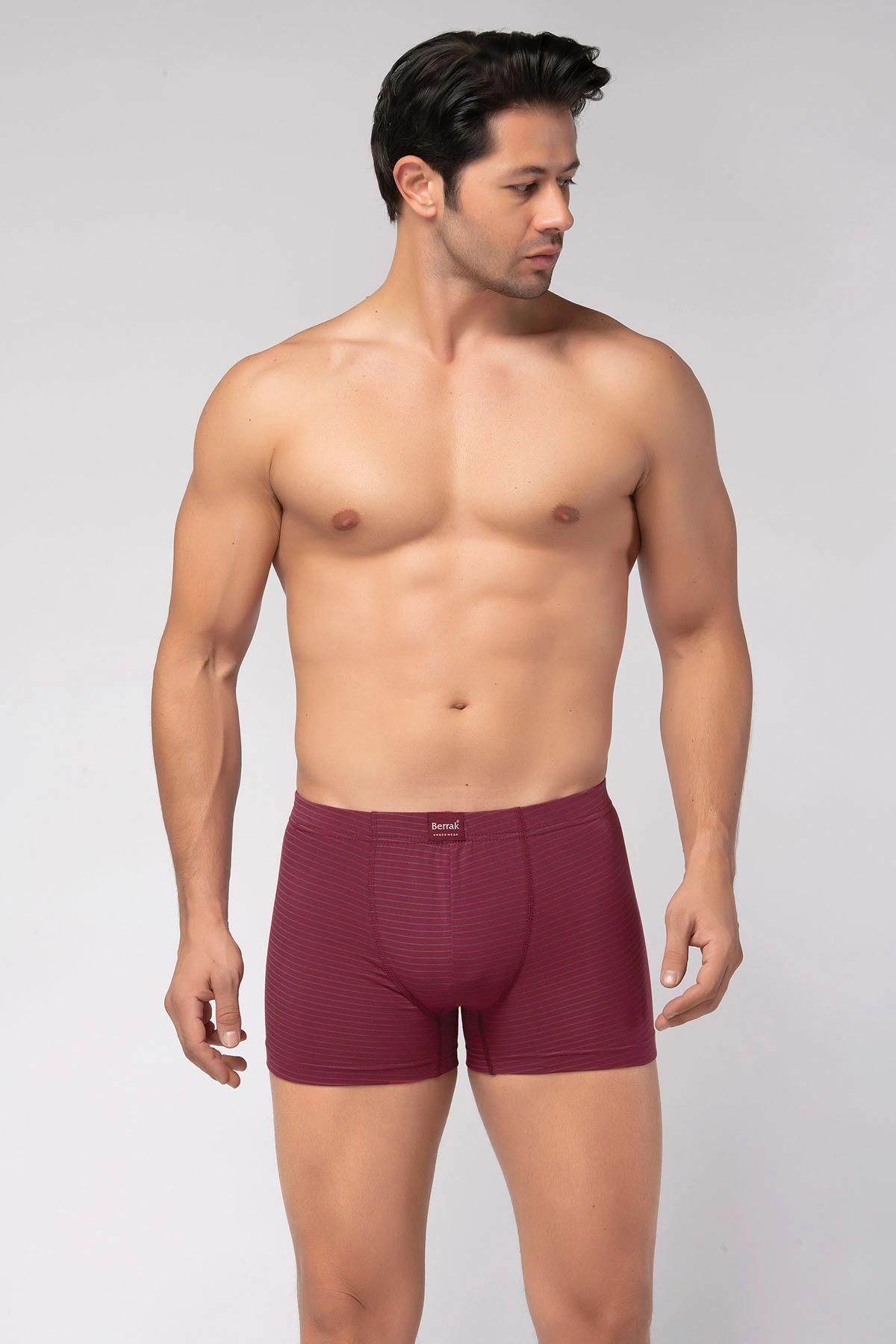 Bordo Berrak Çizgili Likralı Erkek Boxer 371183