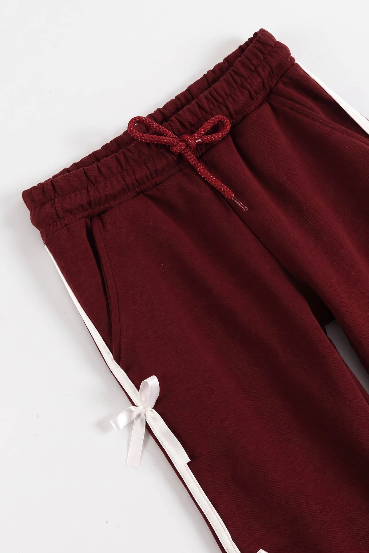 Bordo Beyaz (5-10 Yaş) Fiyonklu Oysho Kız Çocuk Mevsimlik Takım 481809