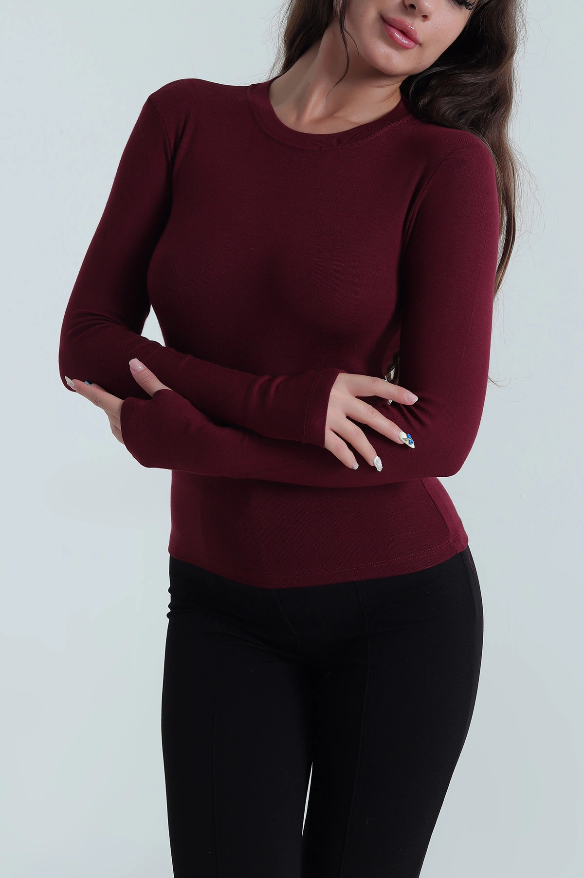Bordo Bisiklet Yaka Buzzy Kadın Bady 484647
