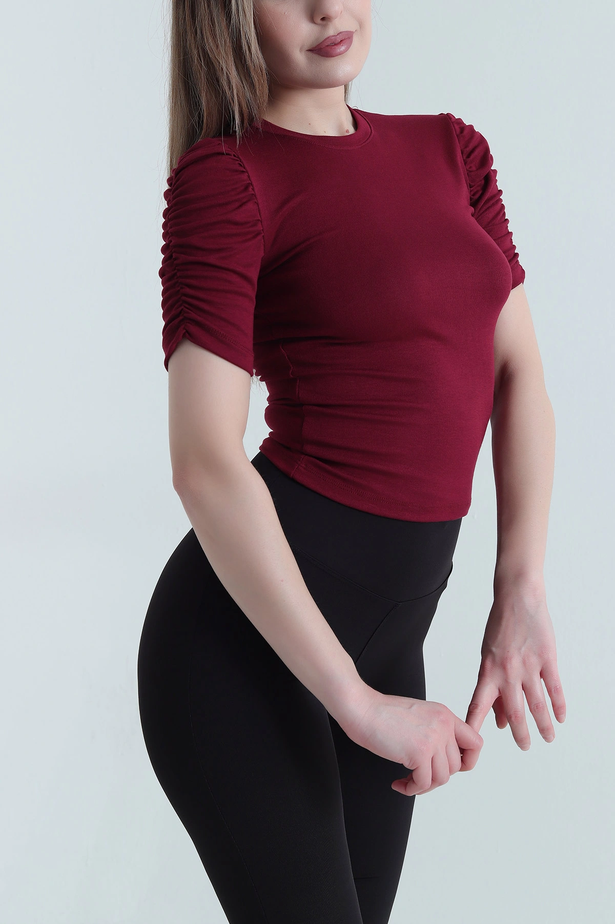 Bordo Bisiklet Yaka Oysho Kadın Bluz 447851