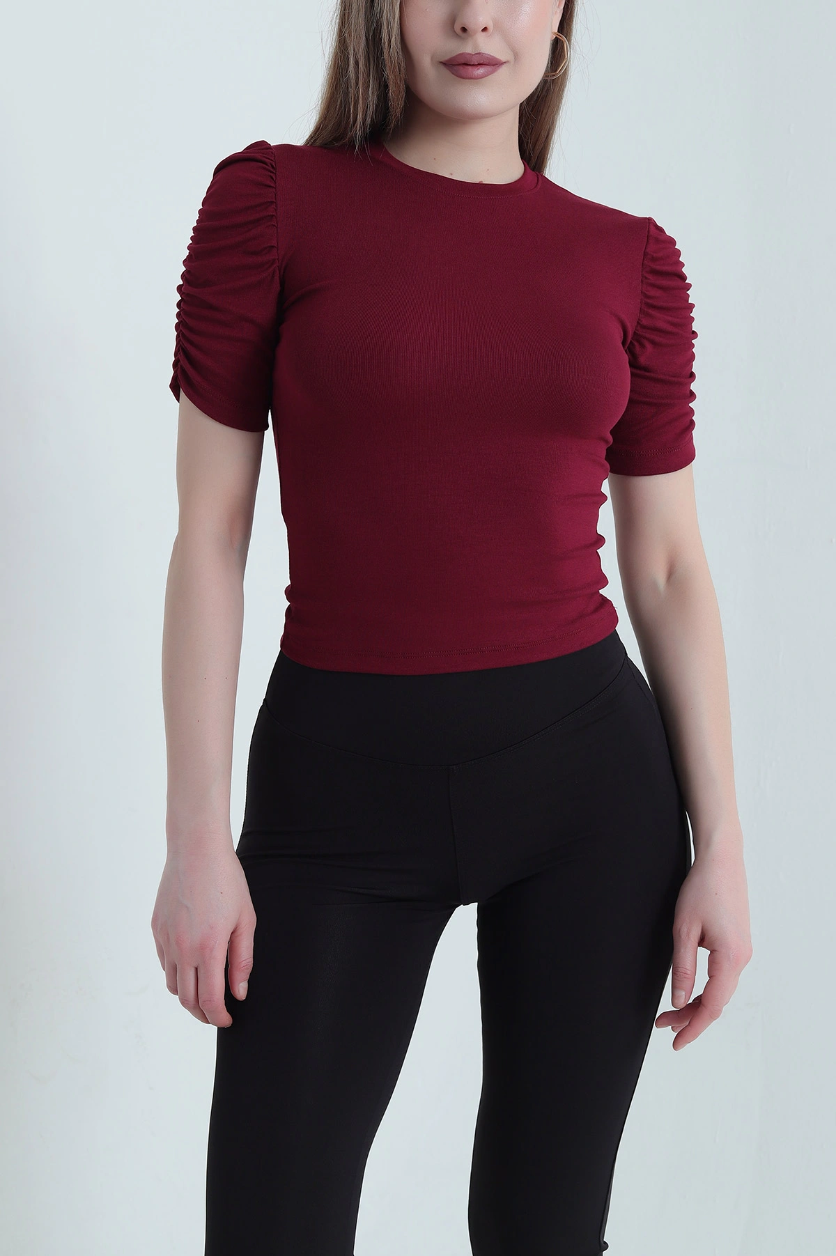 Bordo Bisiklet Yaka Oysho Kadın Bluz 447851