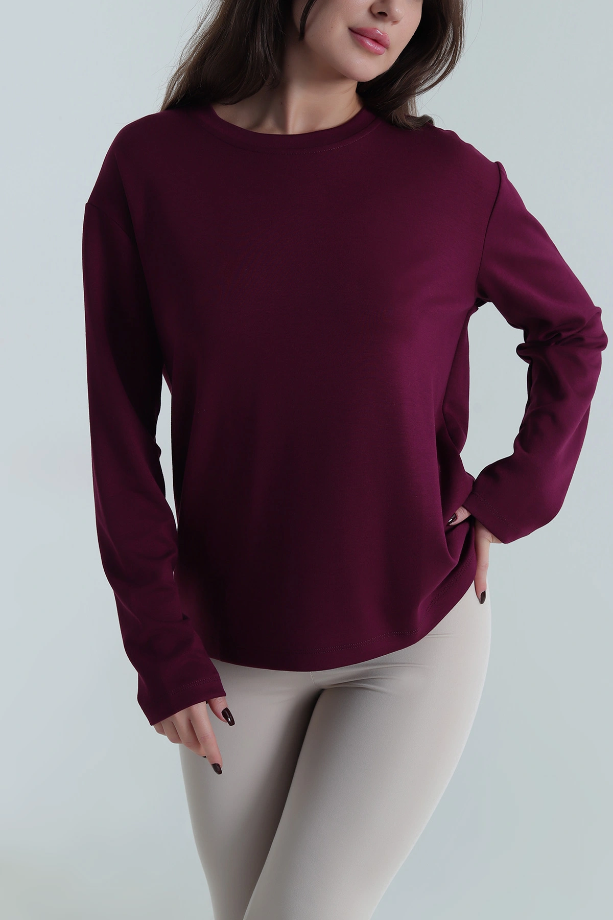 Bordo Bisiklet Yaka Oysho Kadın Bluz 498810