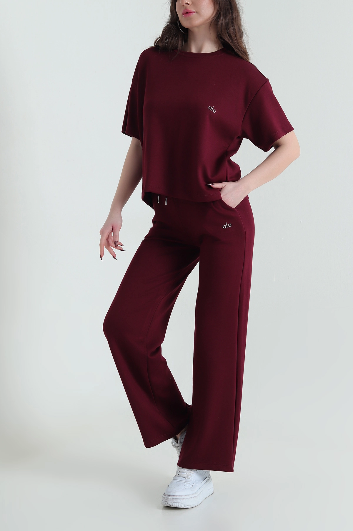 Bordo Bisiklet Yaka Oysho Kadın İkili Takım 435515
