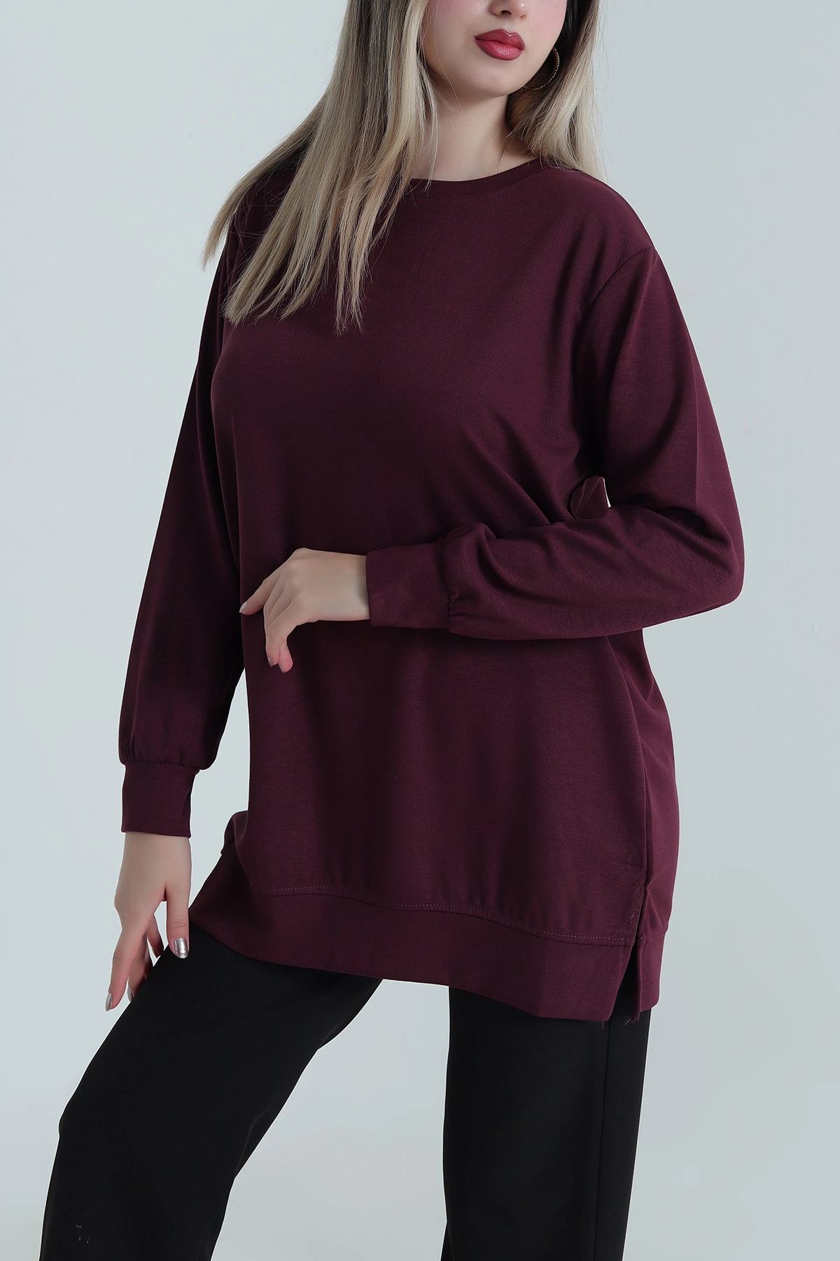 Bordo Bisiklet Yaka Pike Oysho Kadın Tunik 487503