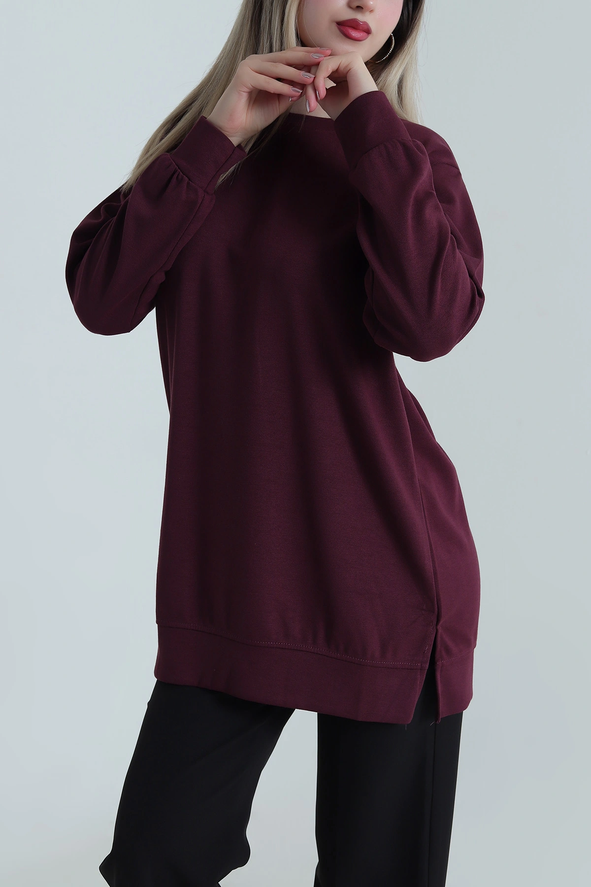 Bordo Bisiklet Yaka Pike Oysho Kadın Tunik 487503