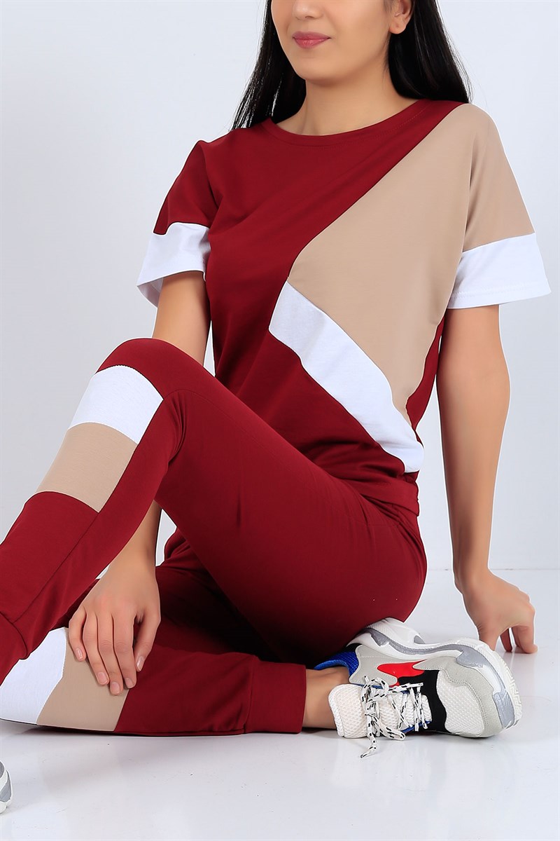 Bordo Bisküvi Bayan Eşofman Takımı 26235B