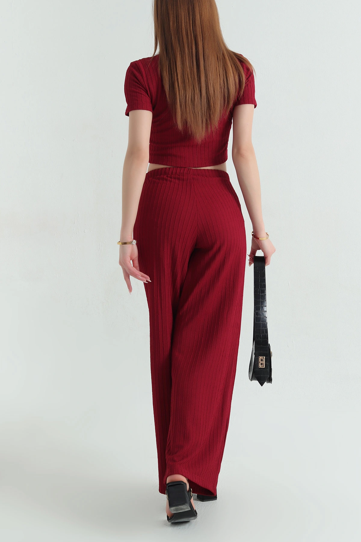 Bordo Bluz Pantolon kadın İkili Takım 356458