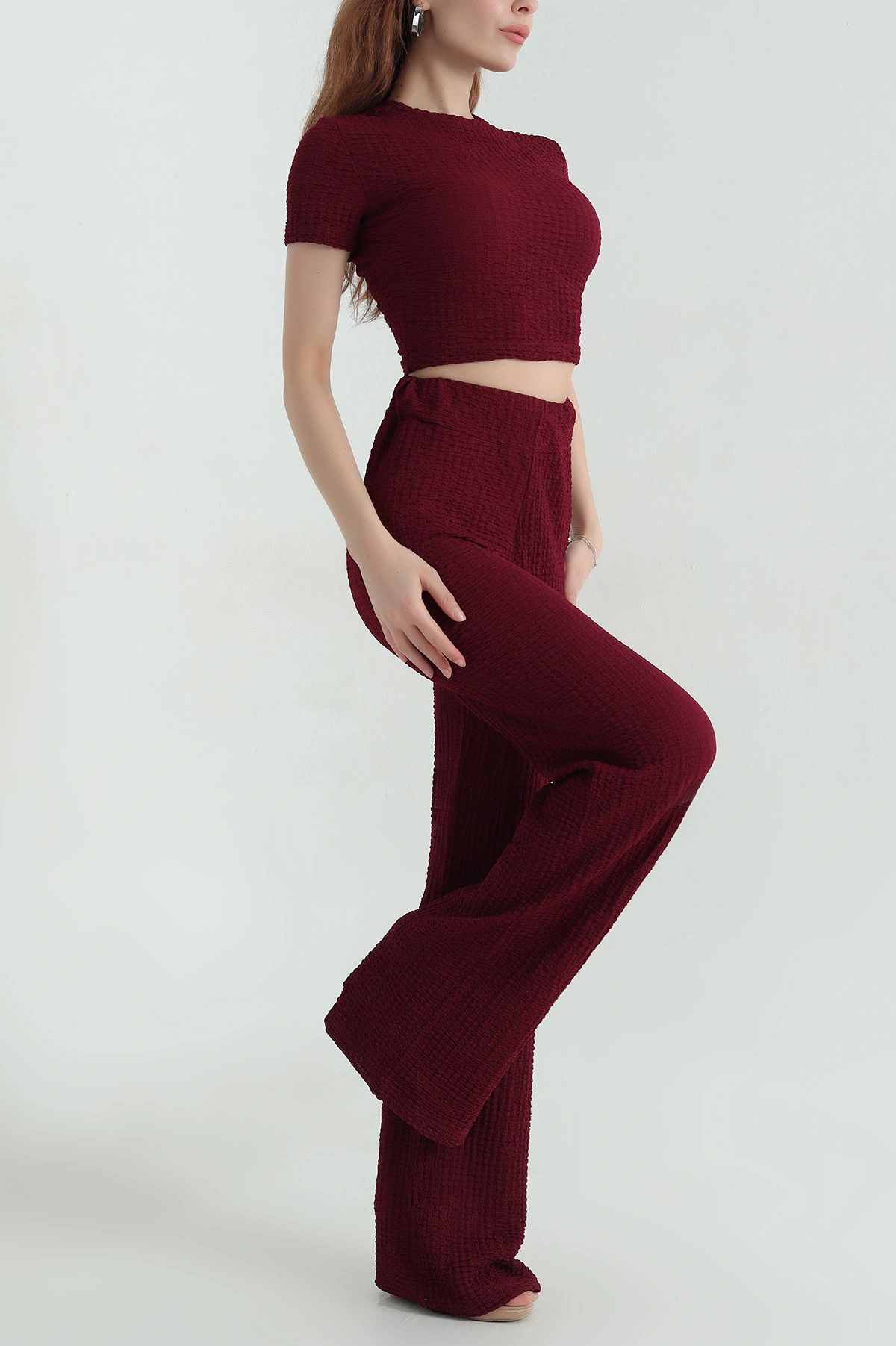 Bordo Bubble Basic Kadın İkili Takım 363356