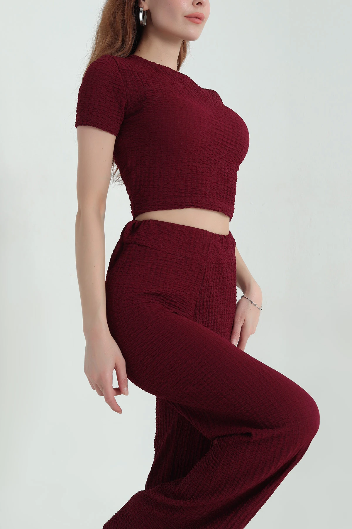 Bordo Bubble Basic Kadın İkili Takım 363356