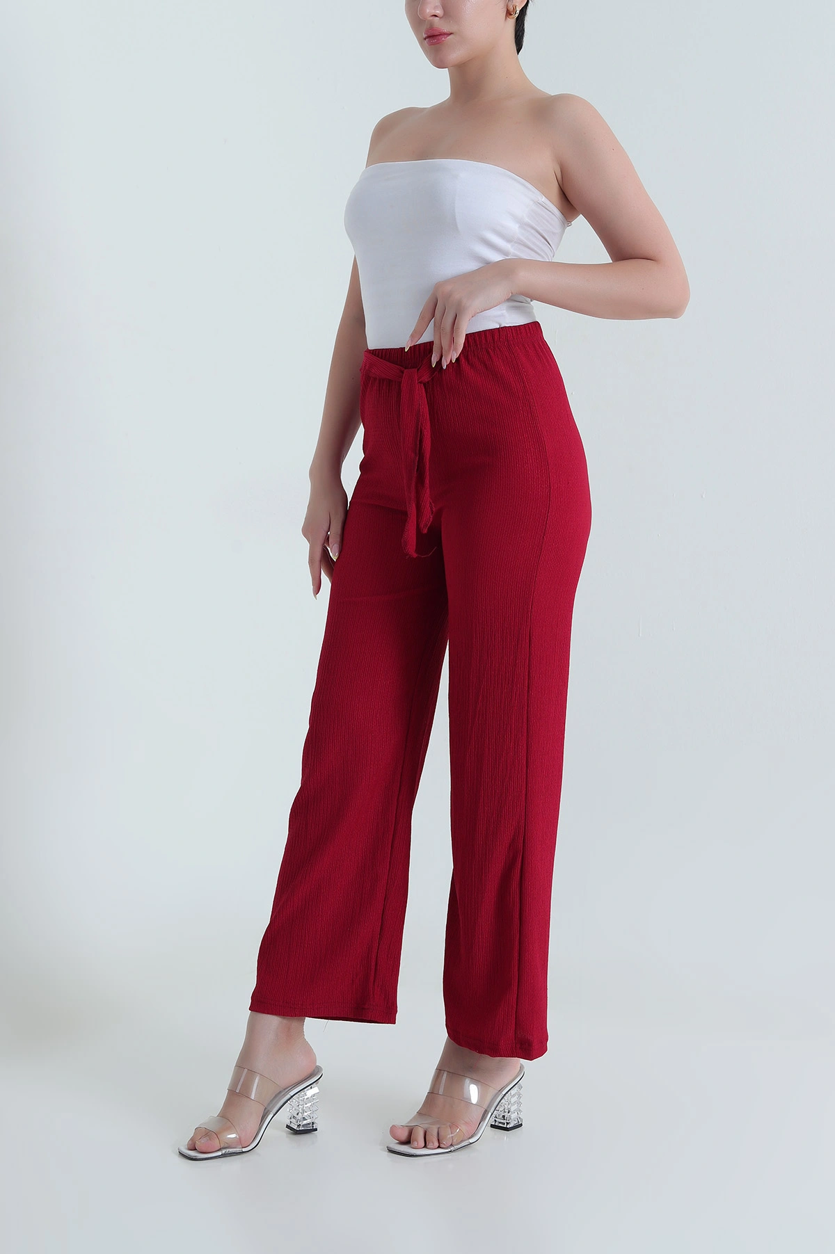 Bordo Bürümcük Cepsiz Kadın Pantolon 469945