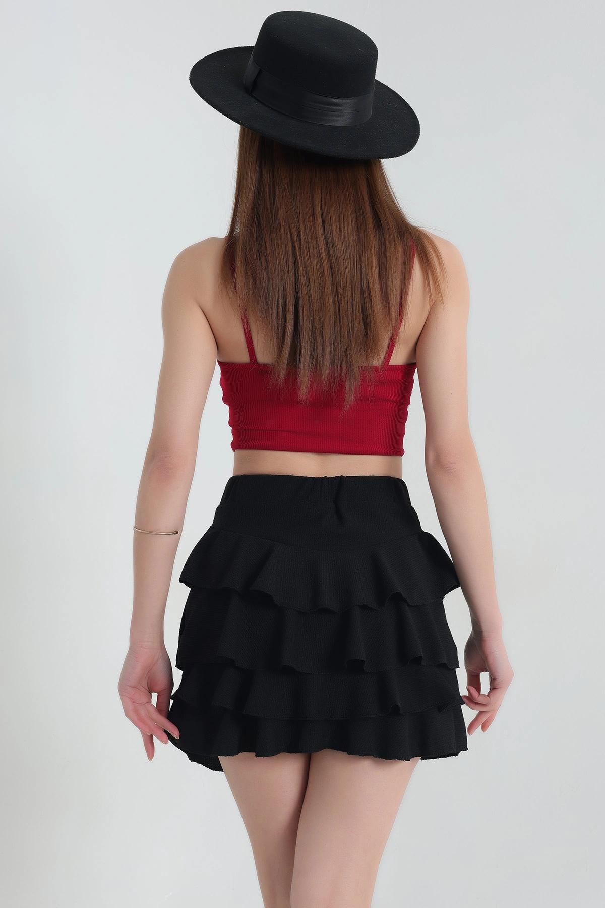 Bordo Bürümcük İp Askılı Bluz 337385