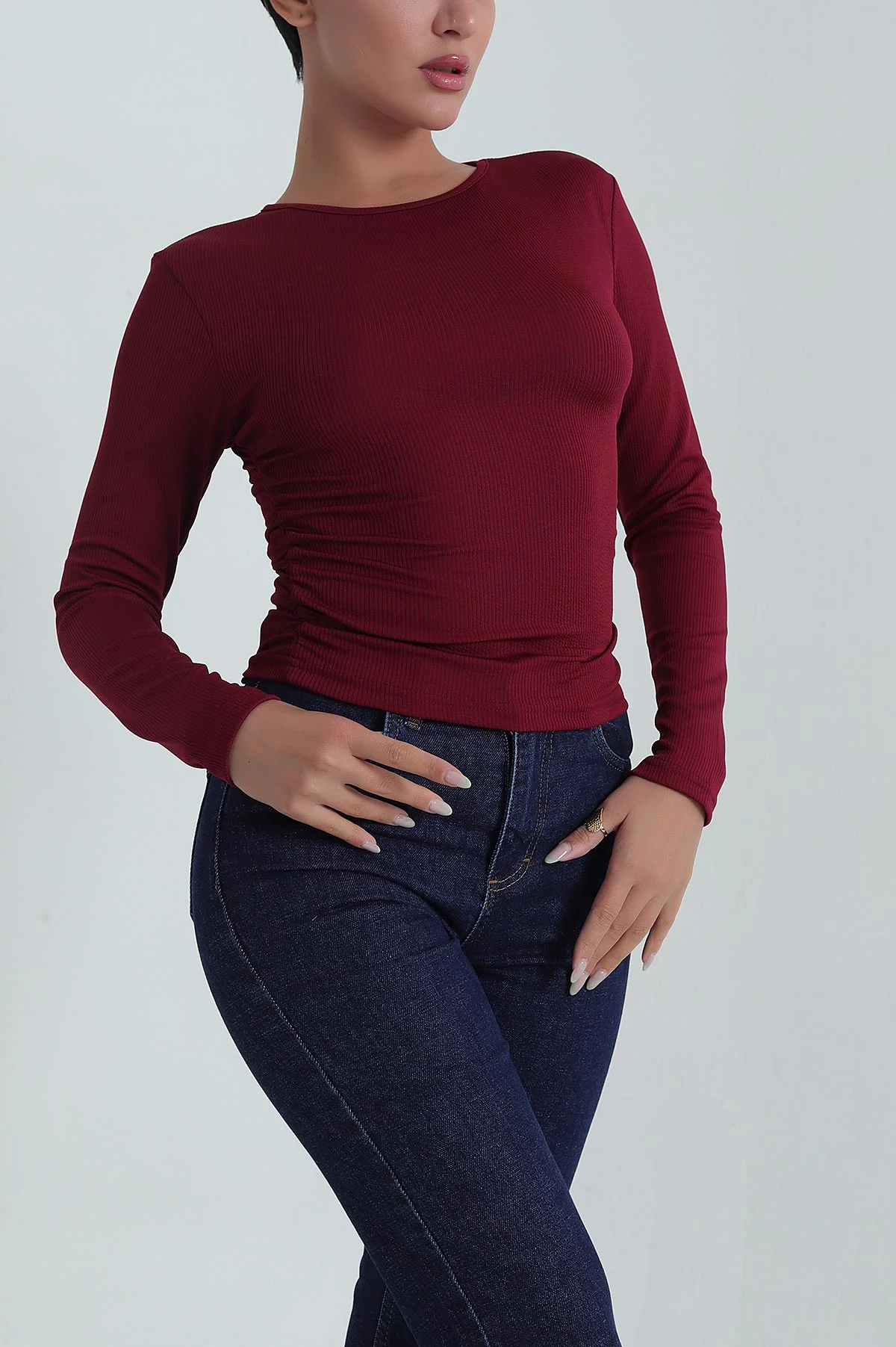 Bordo Bürümcük Kadın Bluz 387569