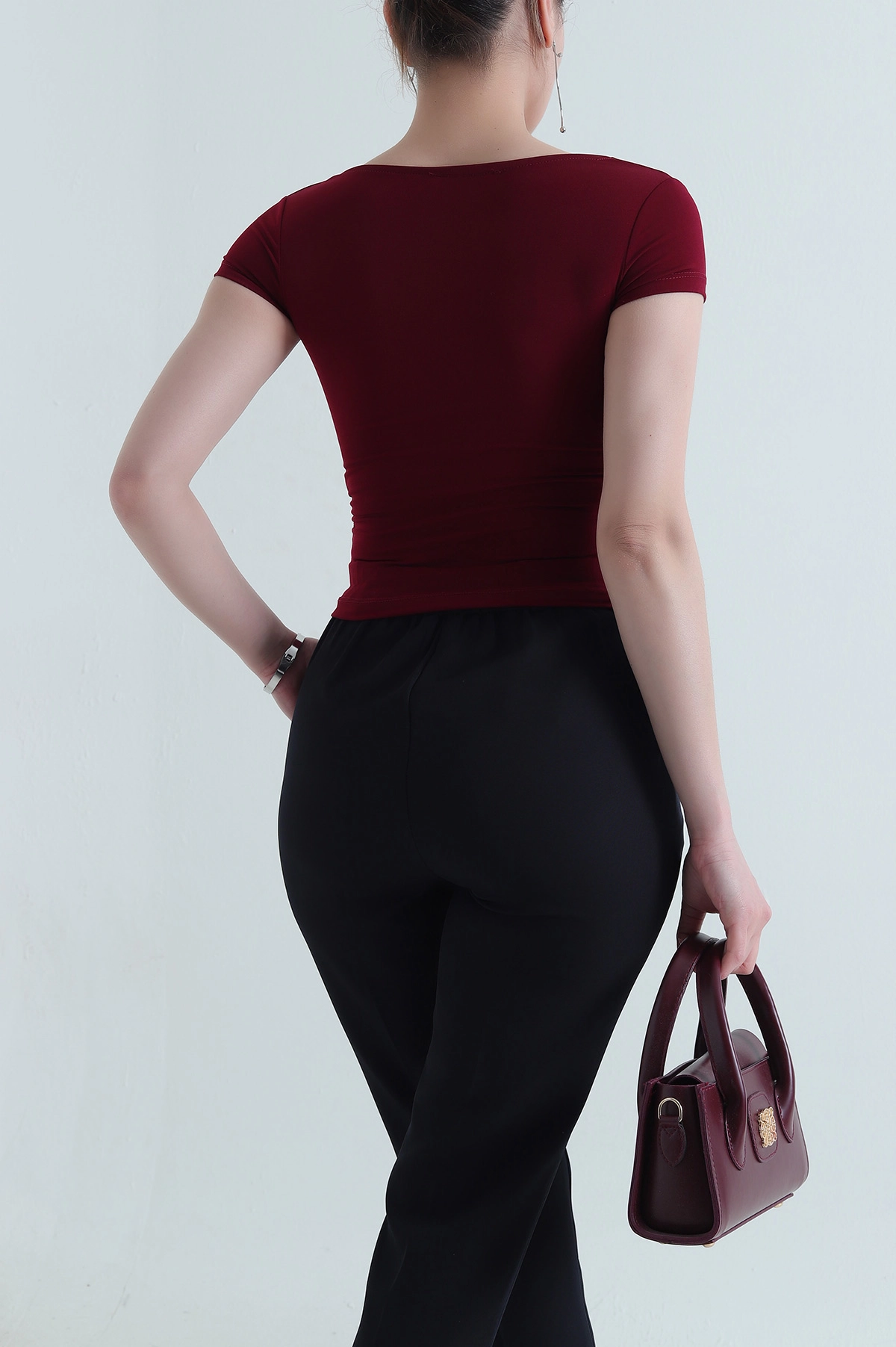 Bordo Büzgülü Sandy Kadın Bluz 453876